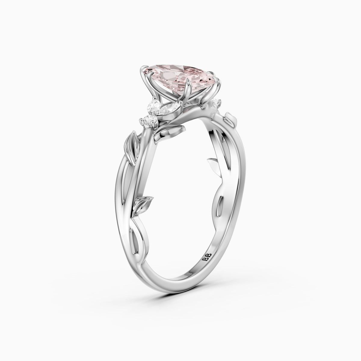 Elspeth Marquise Pink Lab Grown Diamond Ring with Nature Inspired Twisted Band