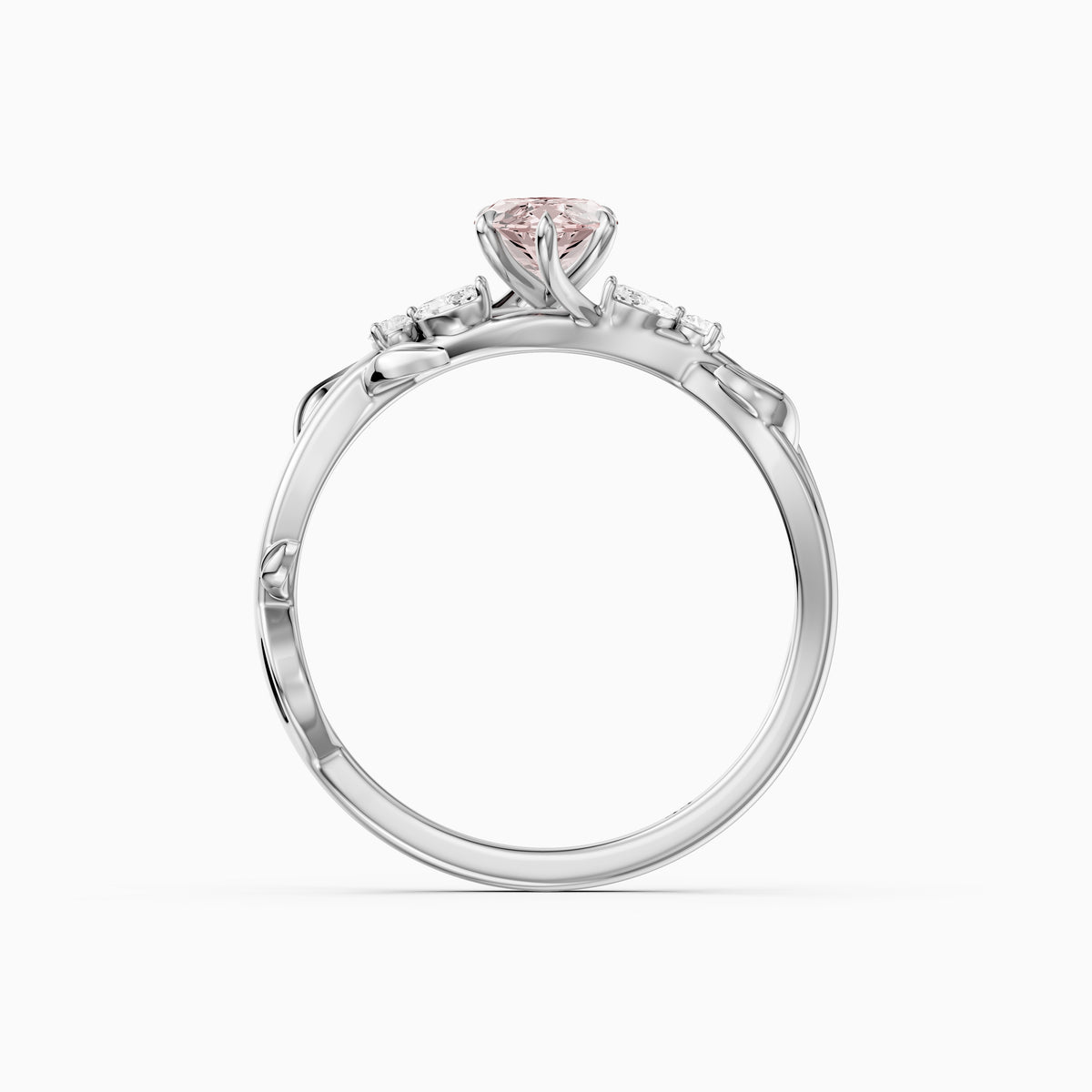 Elspeth Marquise Pink Lab Grown Diamond Ring with Nature Inspired Twisted Band