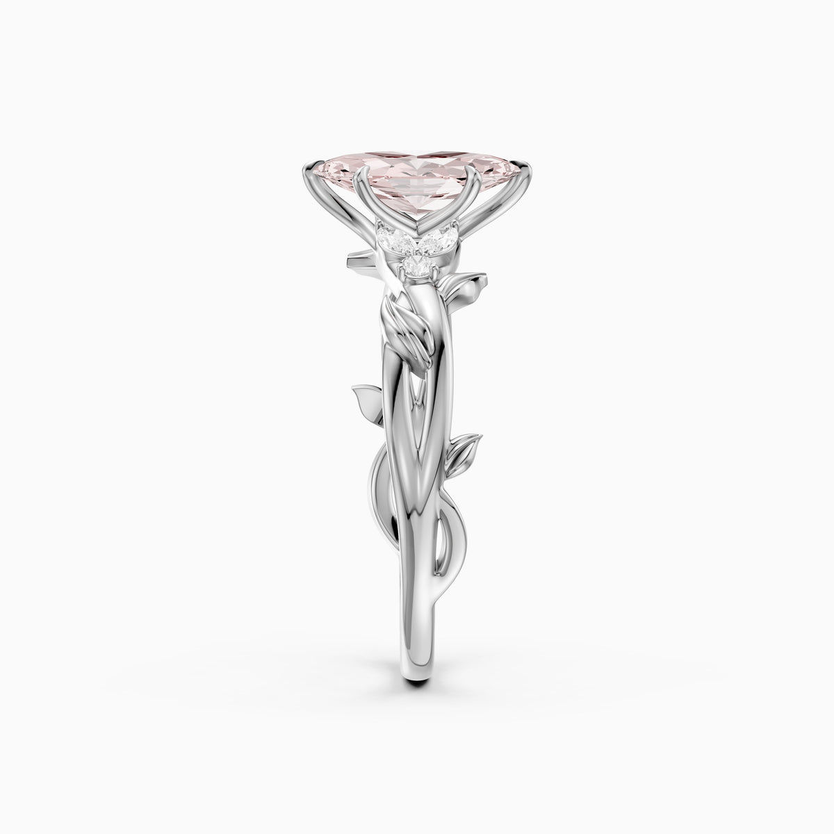Elspeth Marquise Pink Lab Grown Diamond Ring with Nature Inspired Twisted Band