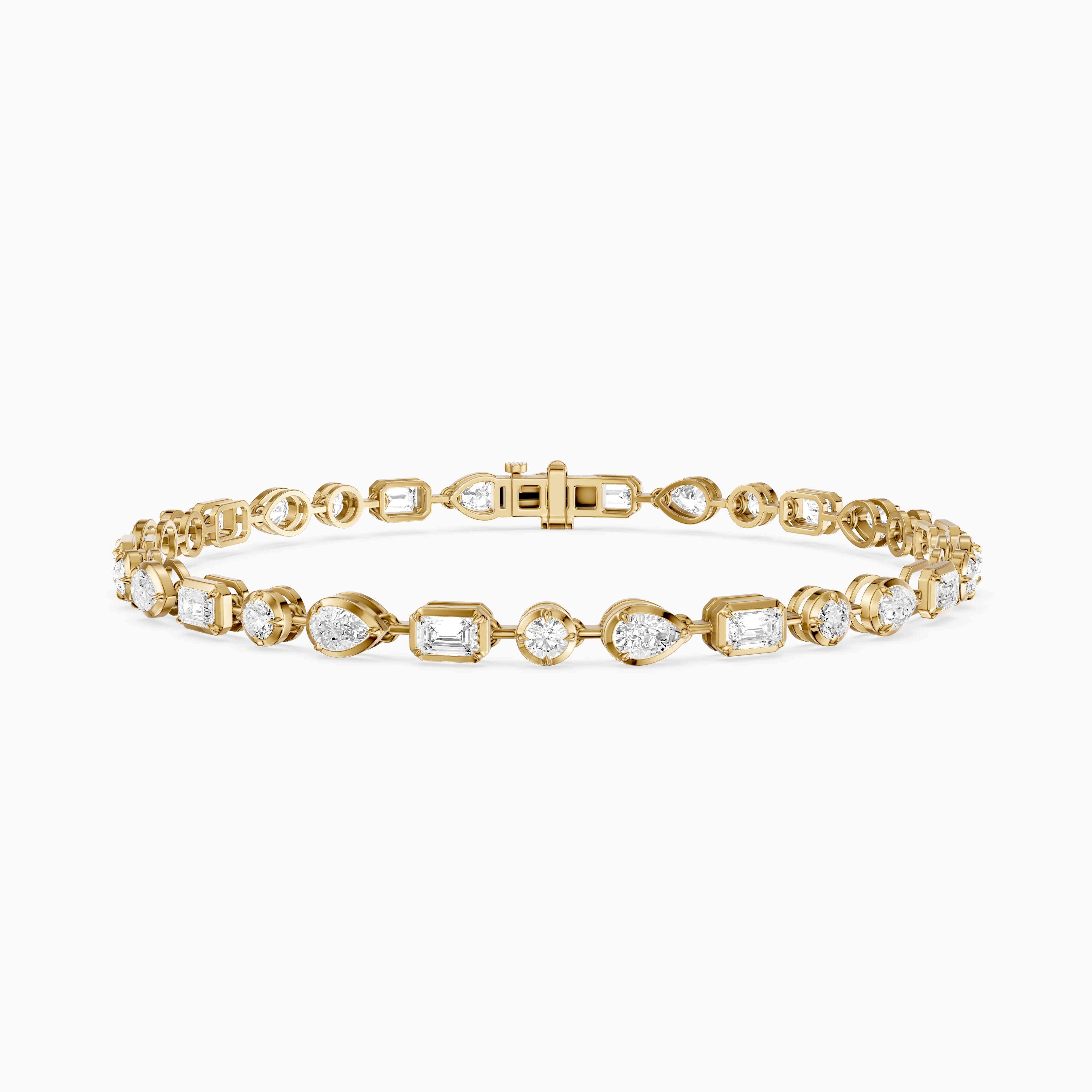 Ezra Pear, Emerald Cut and Round Lab Grown Diamond Tennis Bracelet