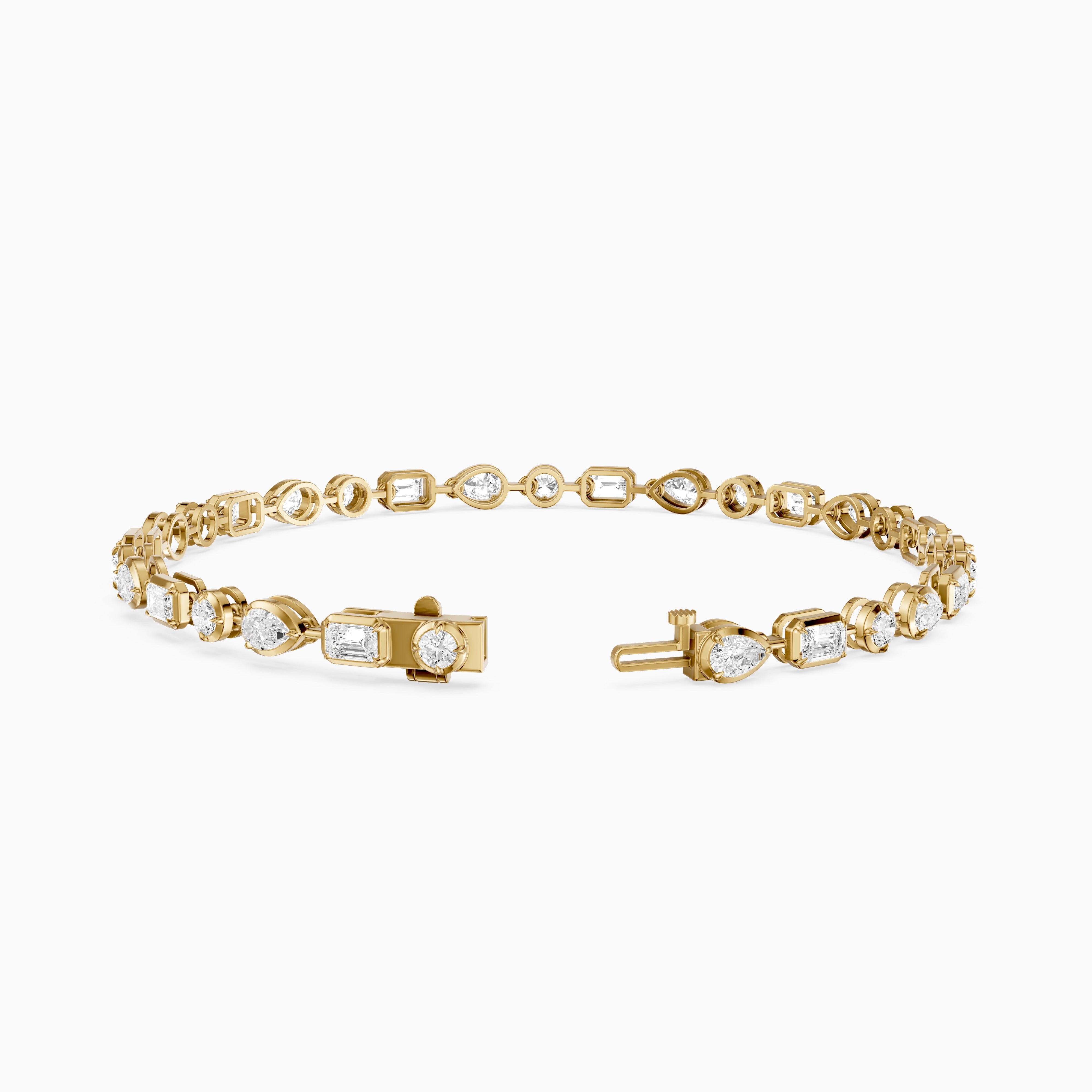 Ezra Pear, Emerald Cut and Round Lab Grown Diamond Tennis Bracelet