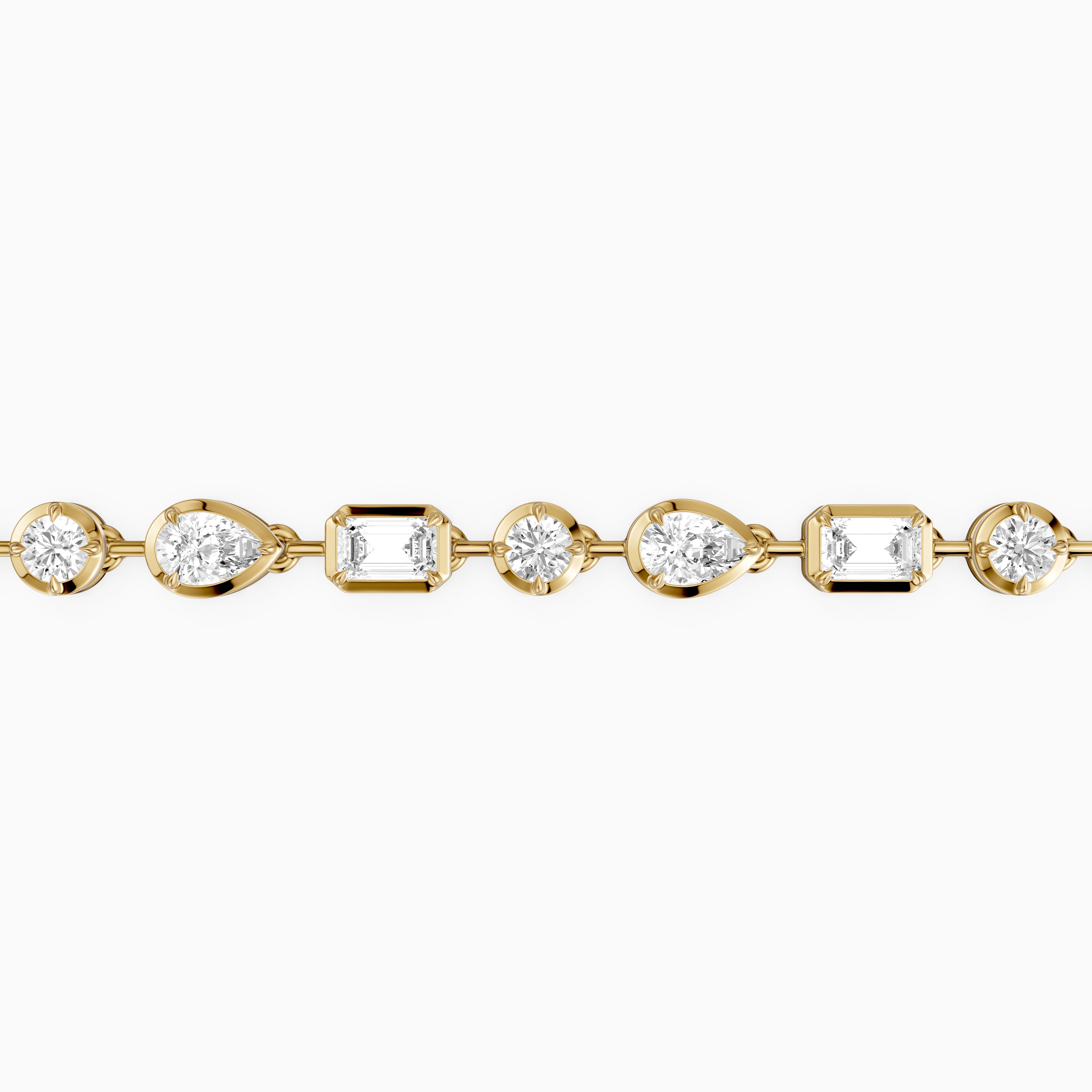 Ezra Pear, Emerald Cut and Round Lab Grown Diamond Tennis Bracelet