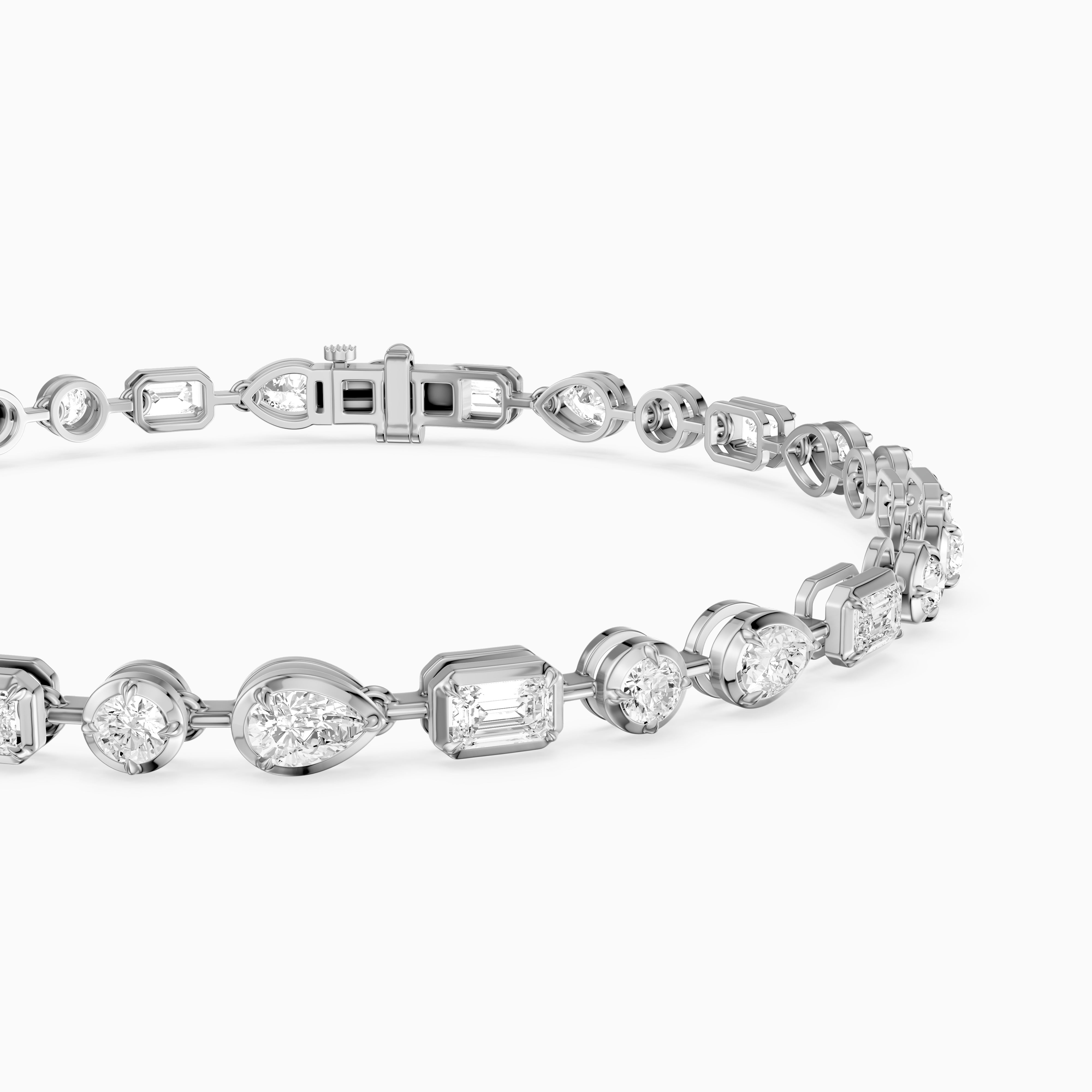 Ezra Pear, Emerald Cut and Round Lab Grown Diamond Tennis Bracelet