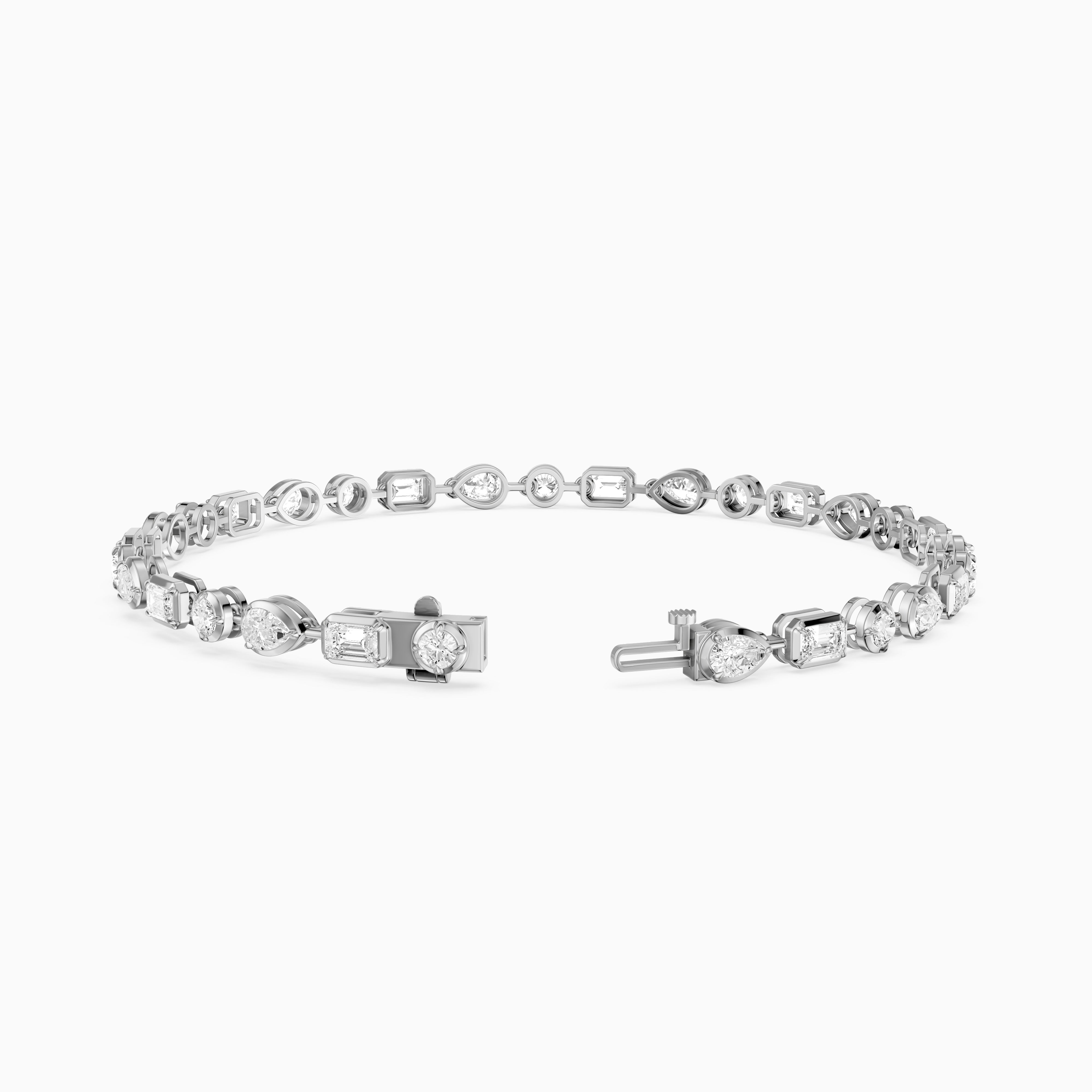 Ezra Pear, Emerald Cut and Round Lab Grown Diamond Tennis Bracelet