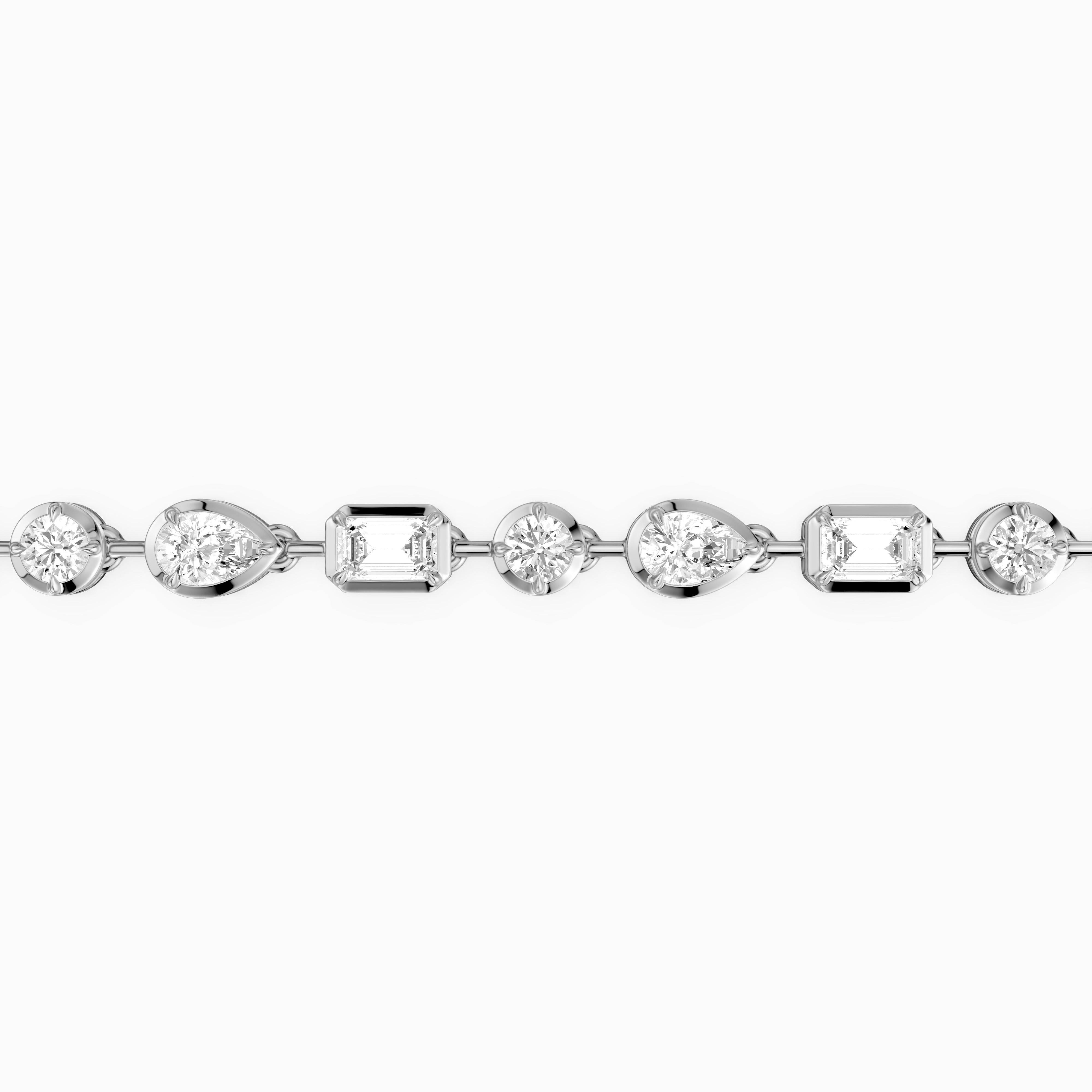 Ezra Pear, Emerald Cut and Round Lab Grown Diamond Tennis Bracelet