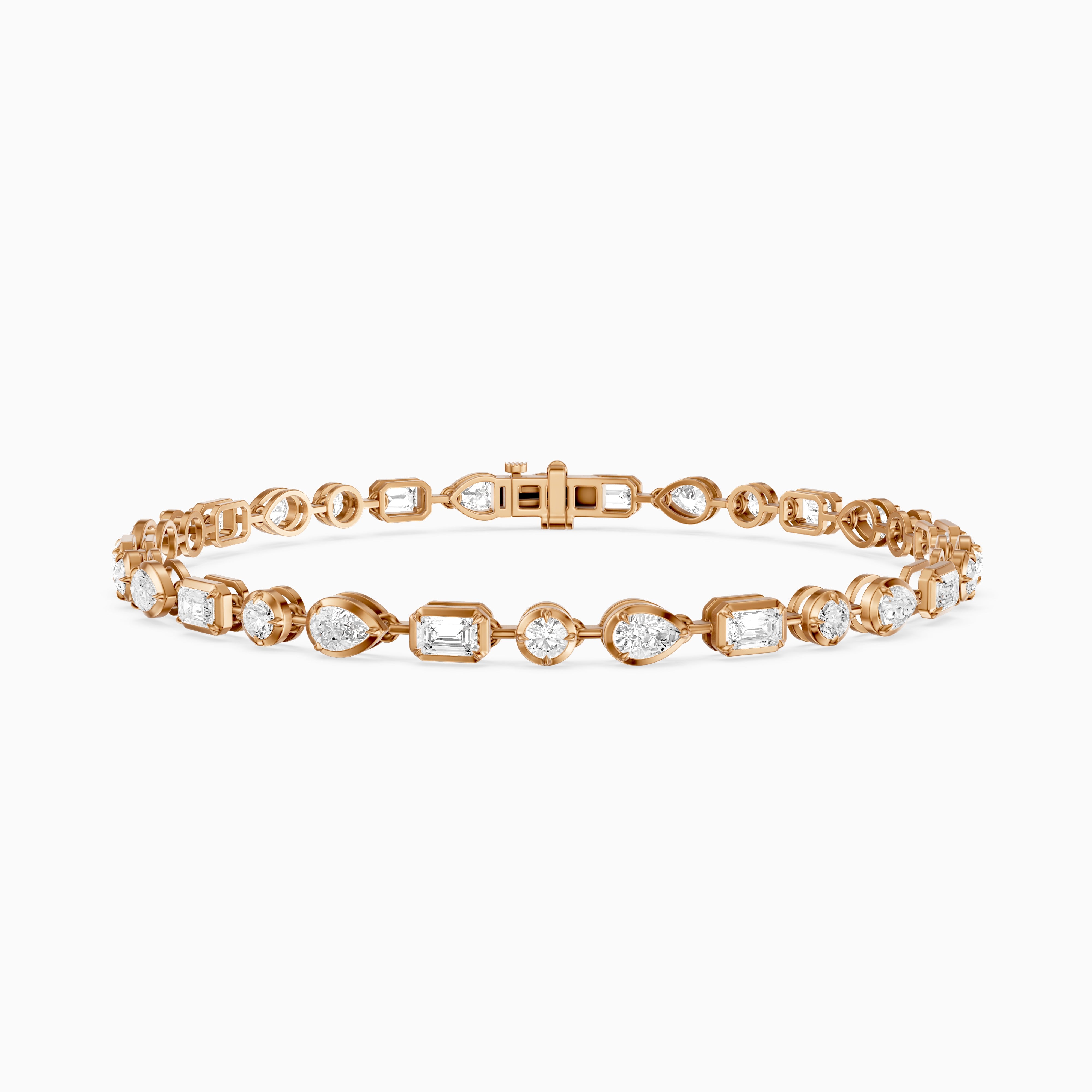 Ezra Pear, Emerald Cut and Round Lab Grown Diamond Tennis Bracelet