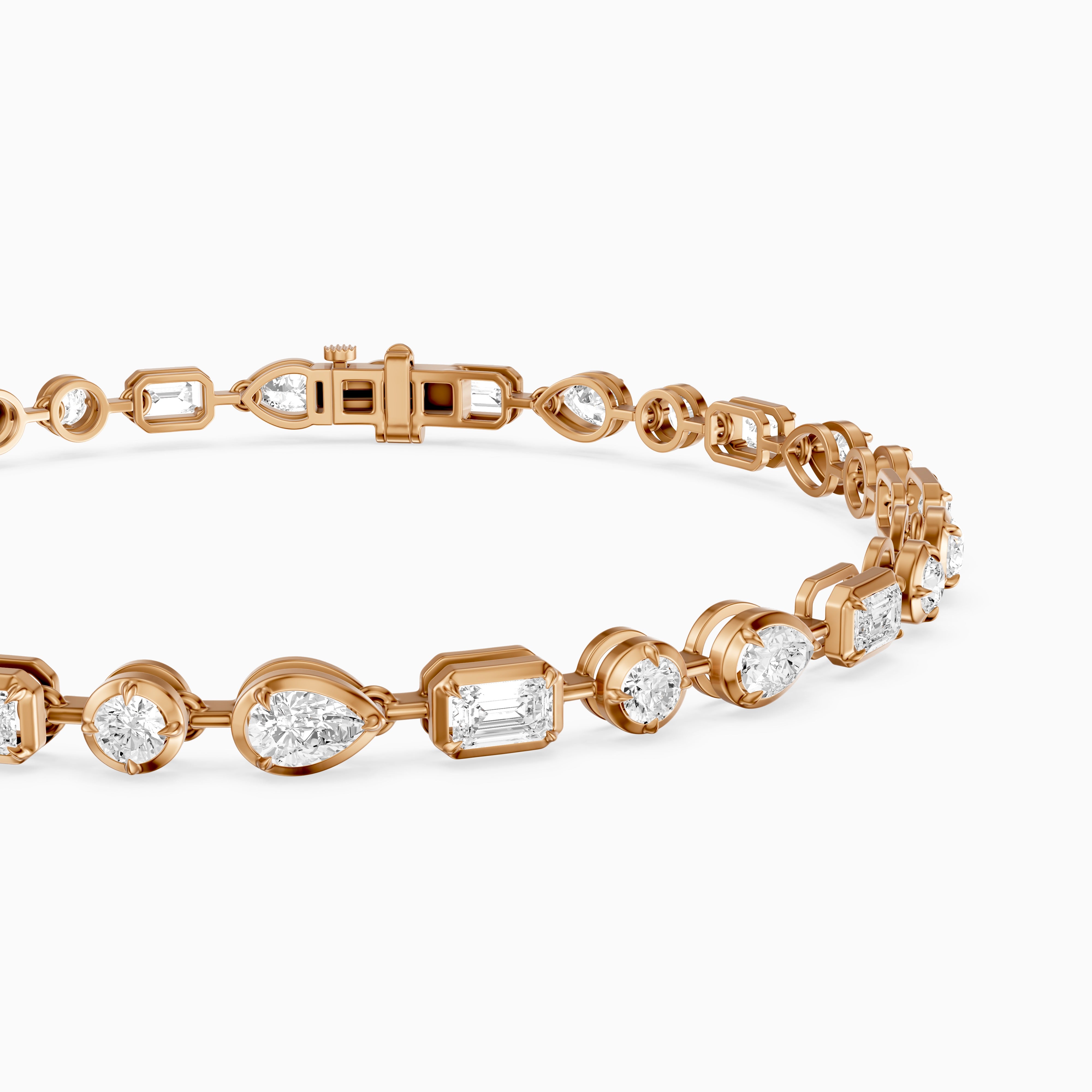 Ezra Pear, Emerald Cut and Round Lab Grown Diamond Tennis Bracelet