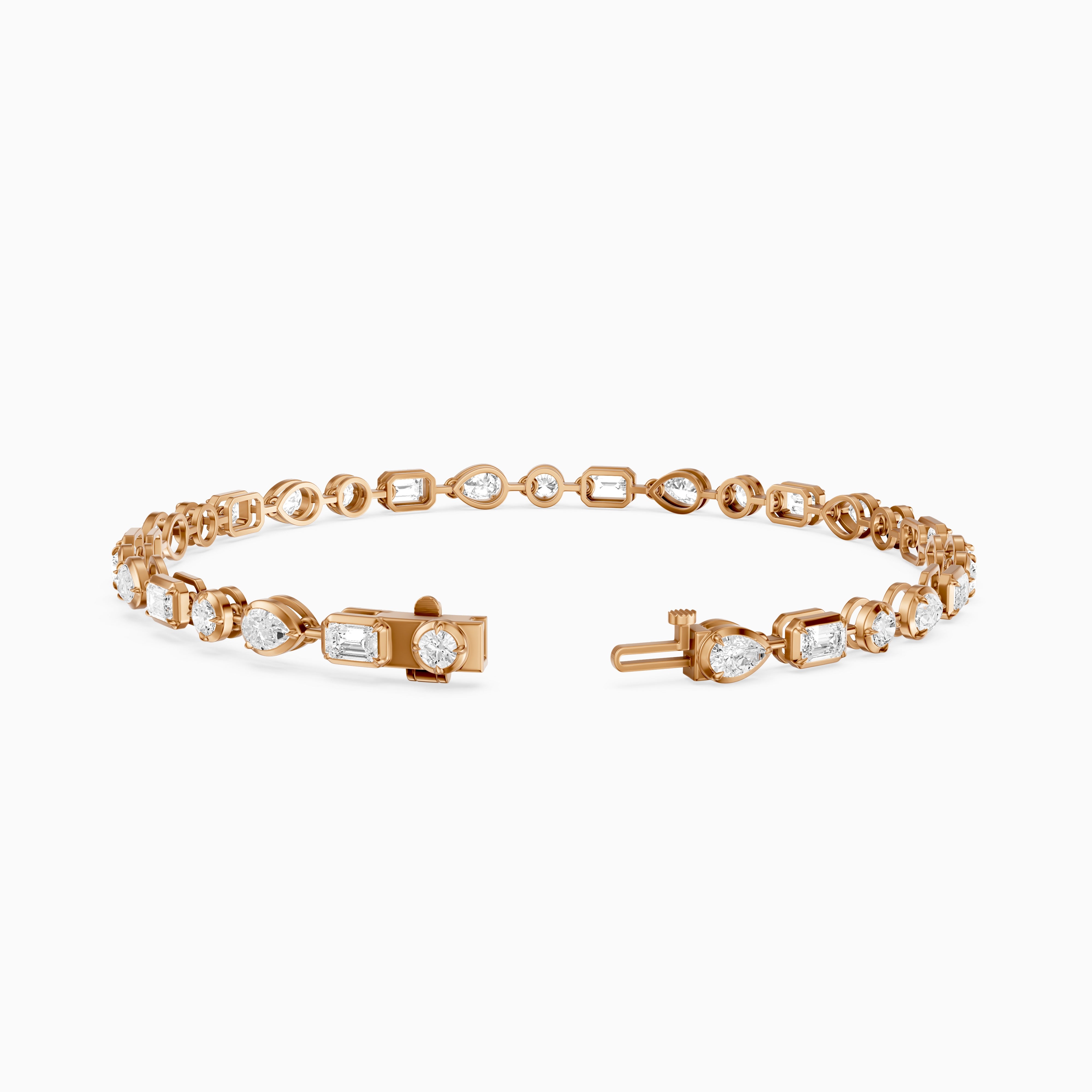 Ezra Pear, Emerald Cut and Round Lab Grown Diamond Tennis Bracelet