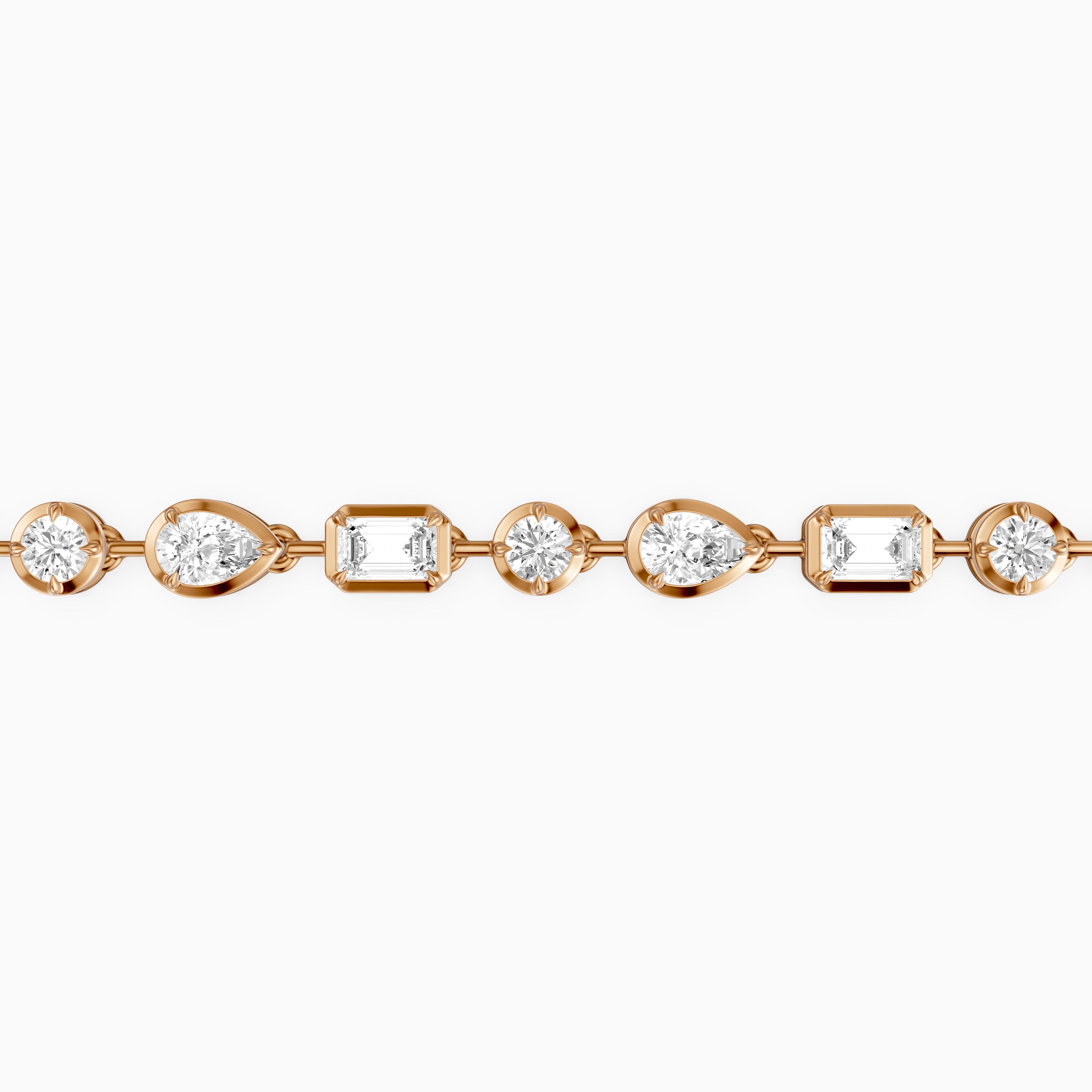 Ezra Pear, Emerald Cut and Round Lab Grown Diamond Tennis Bracelet