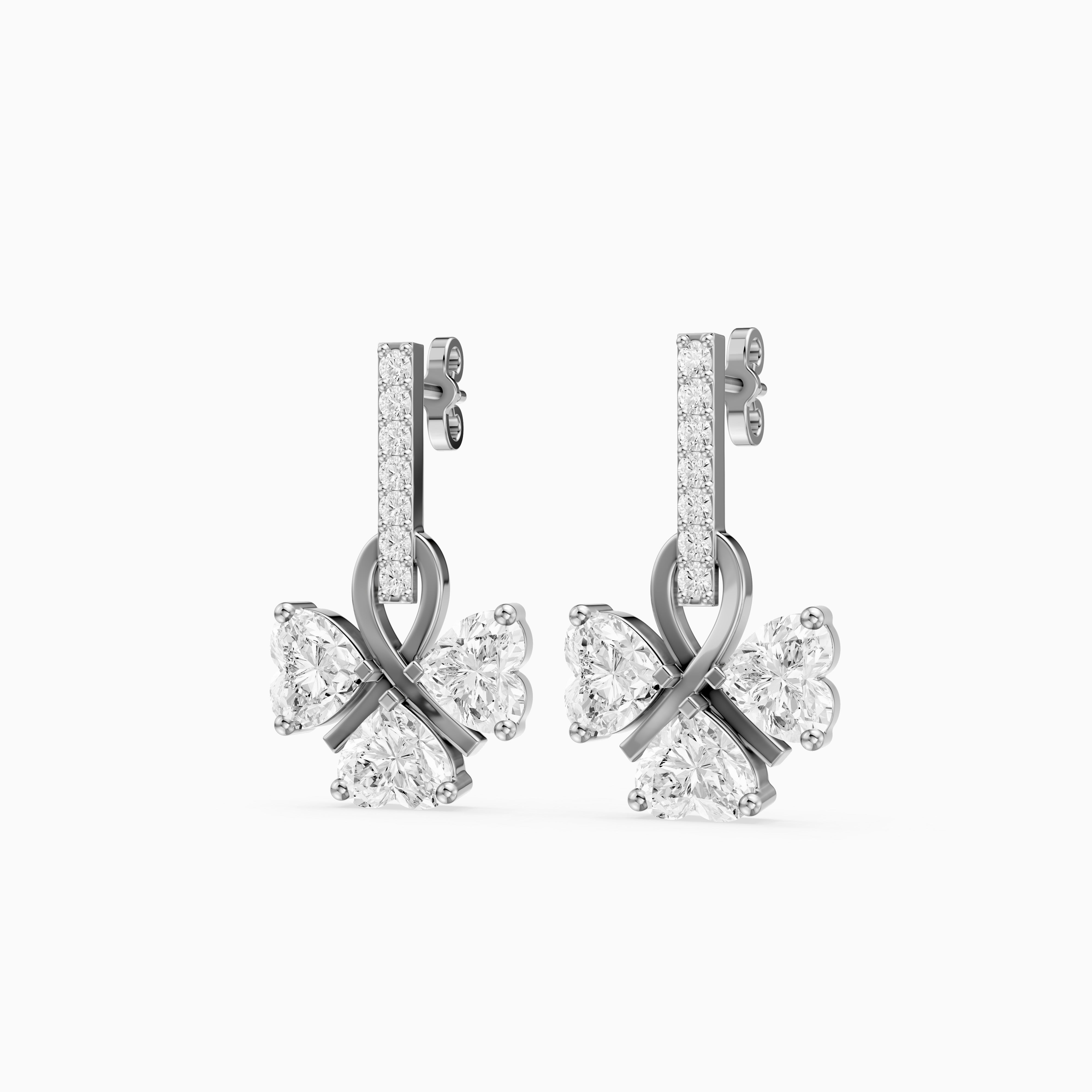 Kaori Round and Heart Lab Grown Diamond Drop Earrings with Ribbon Design