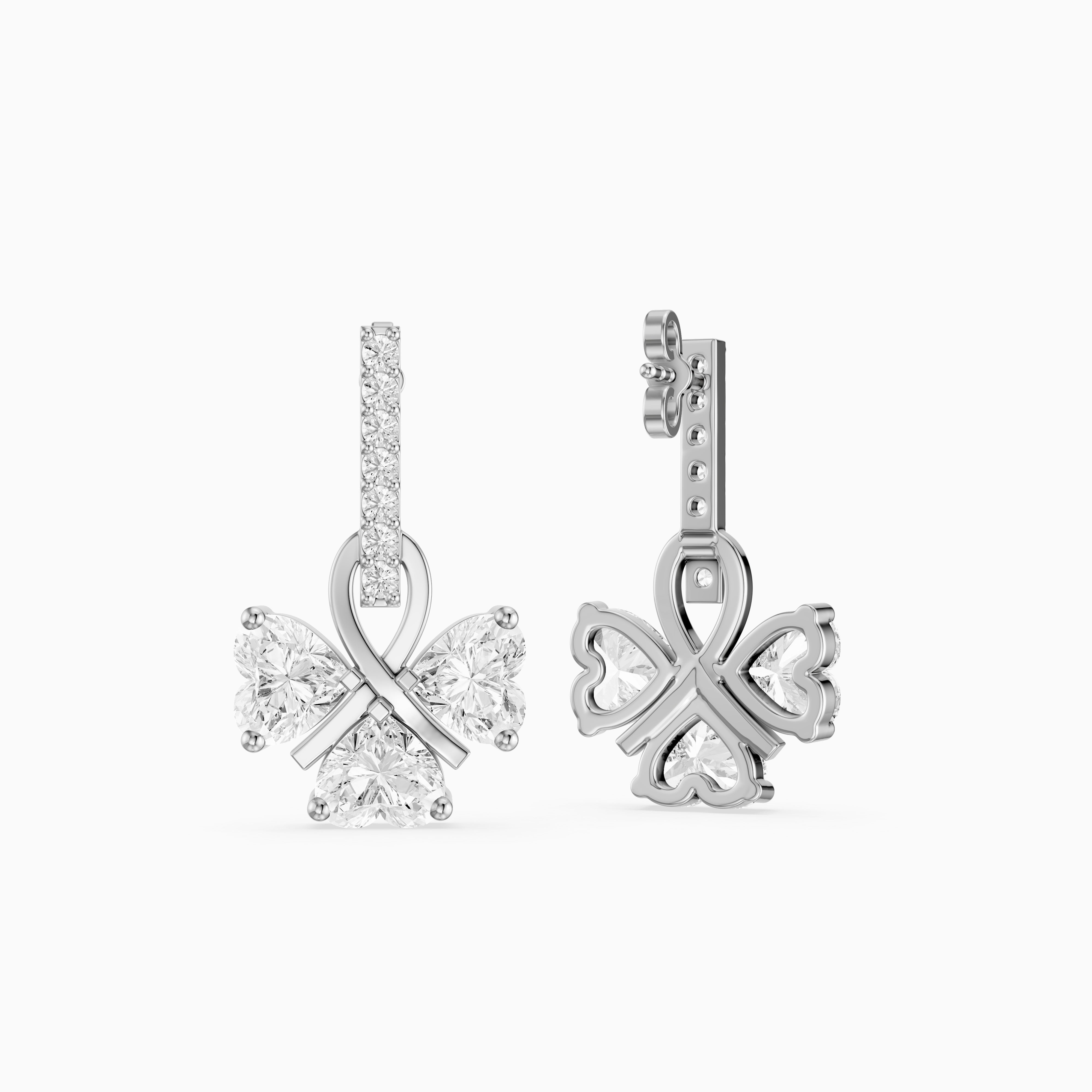 Kaori Round and Heart Lab Grown Diamond Drop Earrings with Ribbon Design