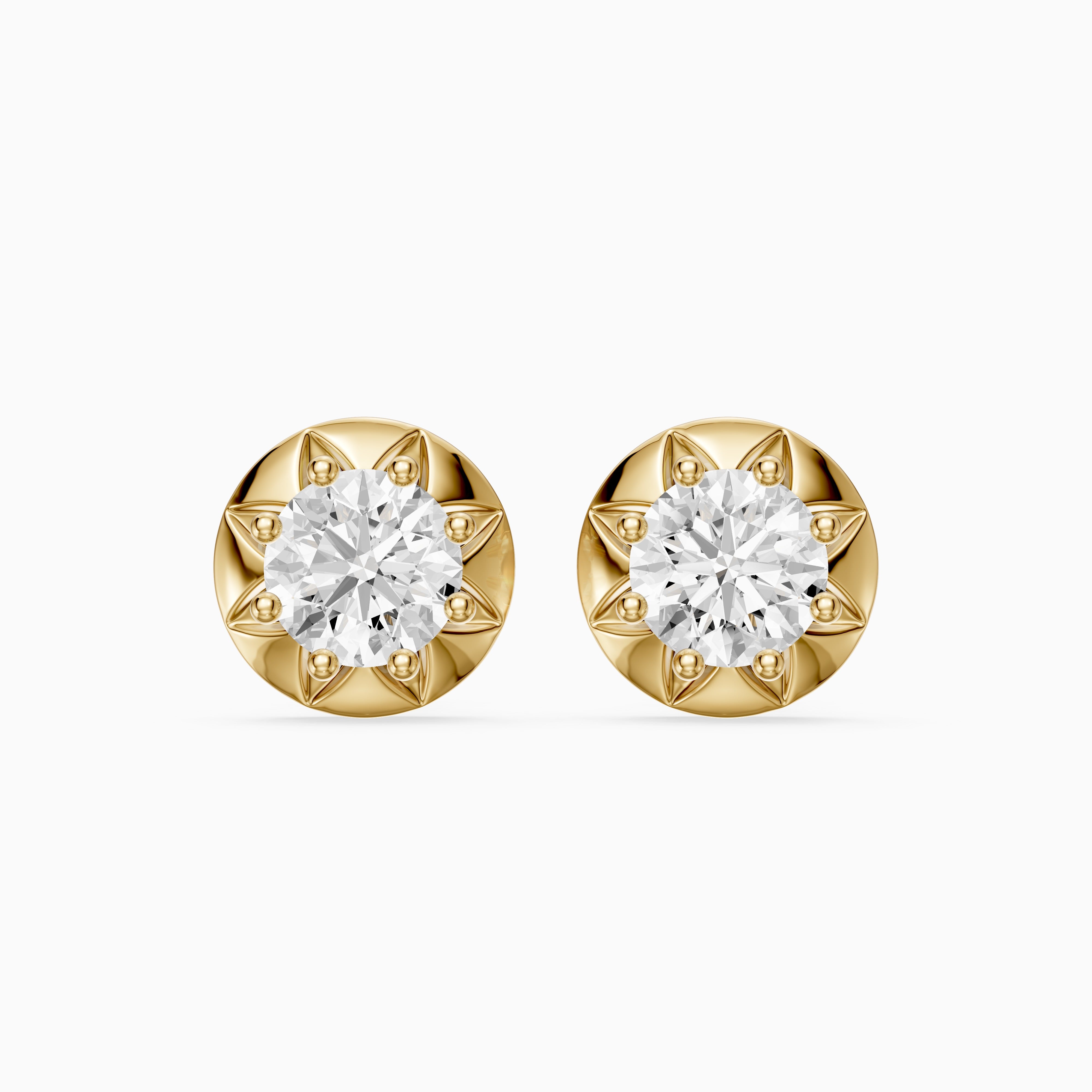 Ysolde Round Cut Lab Grown Diamond Sunburst Stud Earrings