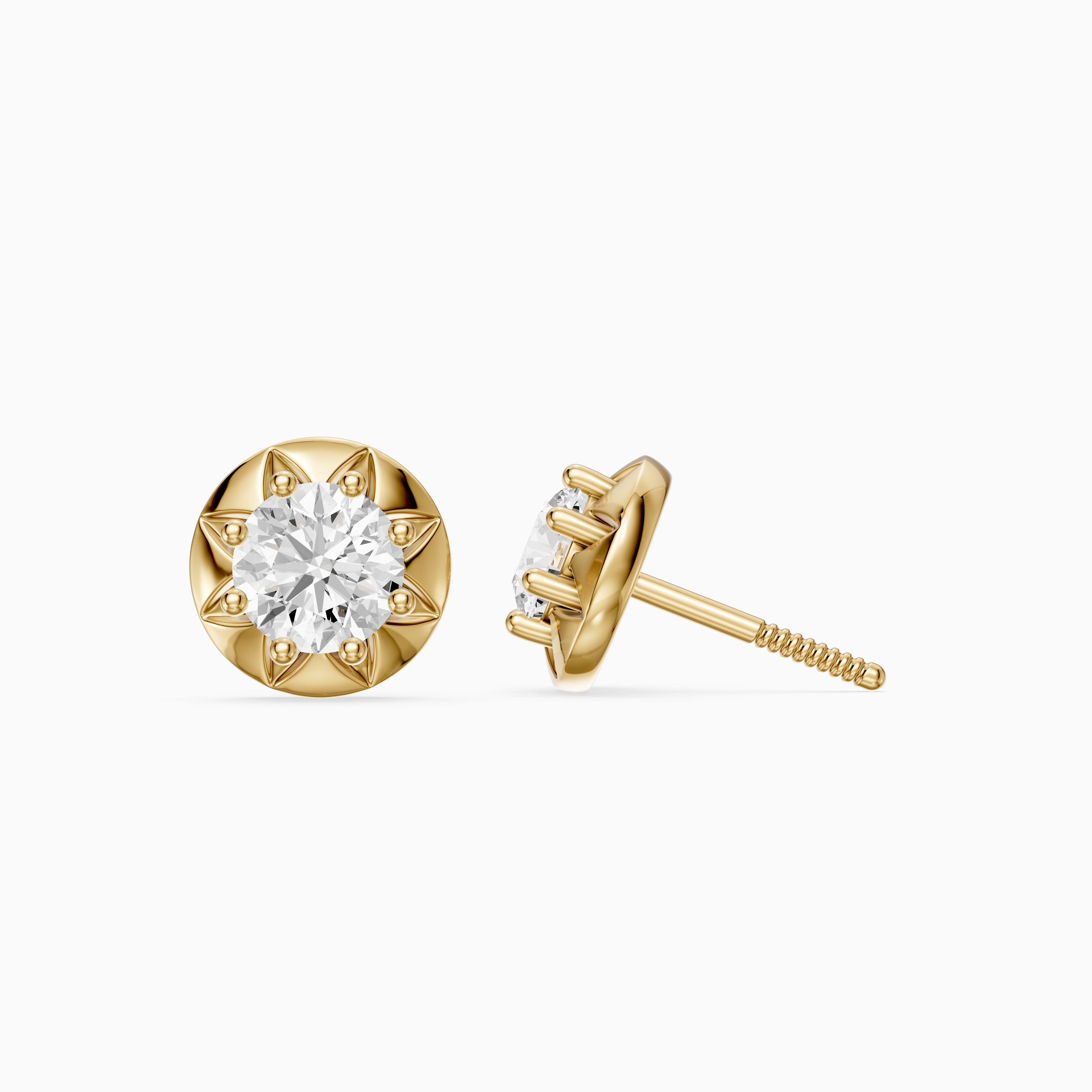 Ysolde Round Cut Lab Grown Diamond Sunburst Stud Earrings