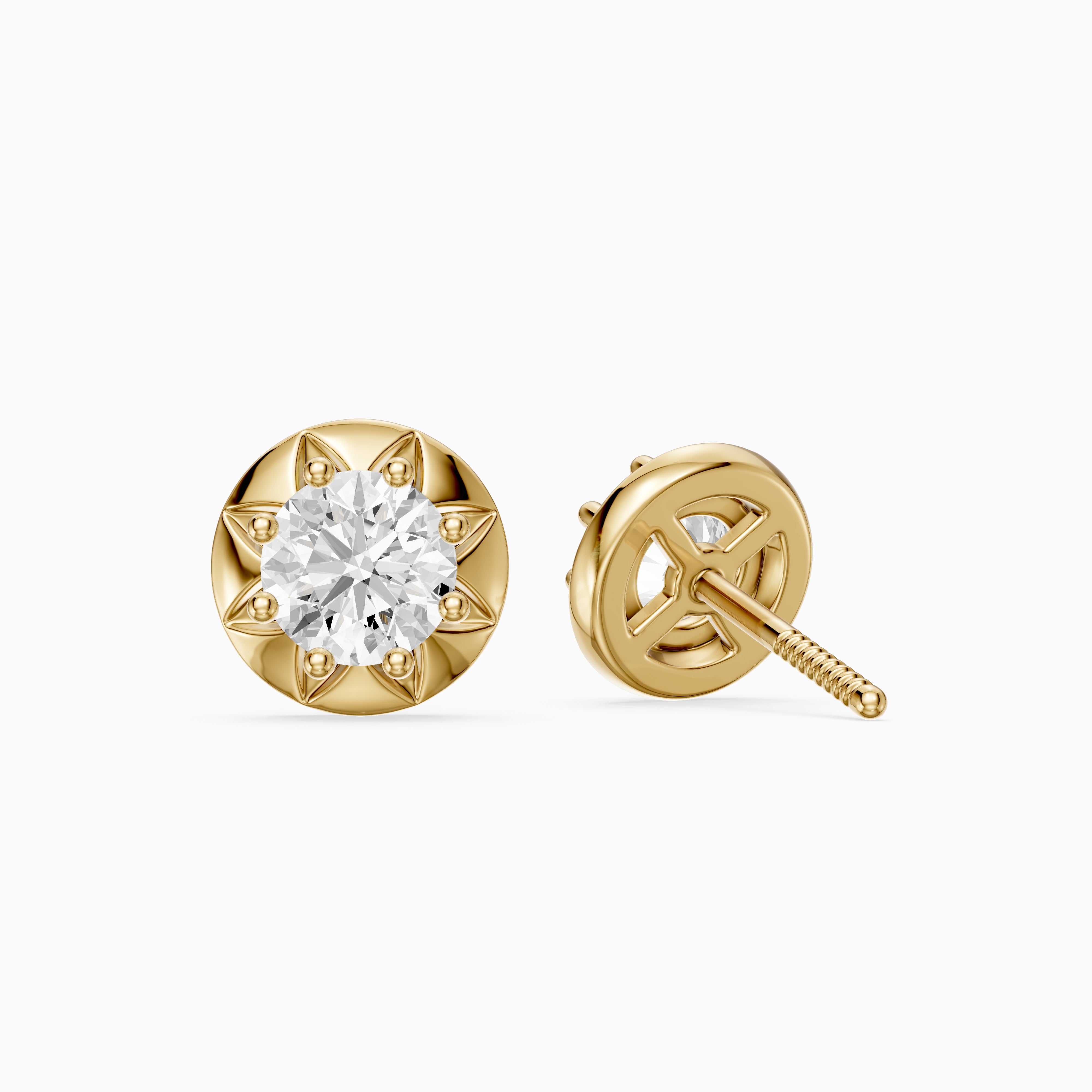 Ysolde Round Cut Lab Grown Diamond Sunburst Stud Earrings