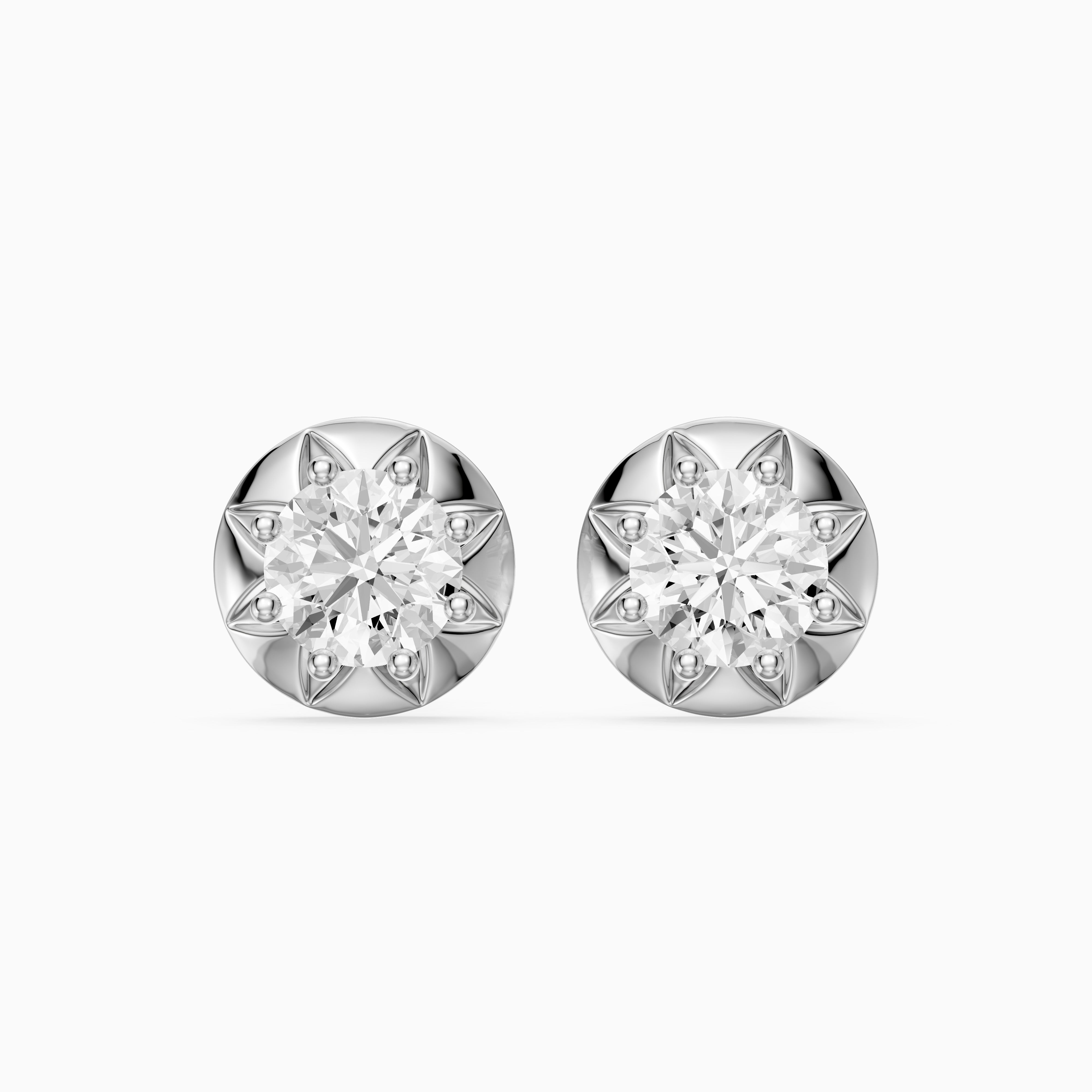 Ysolde Round Cut Lab Grown Diamond Sunburst Stud Earrings