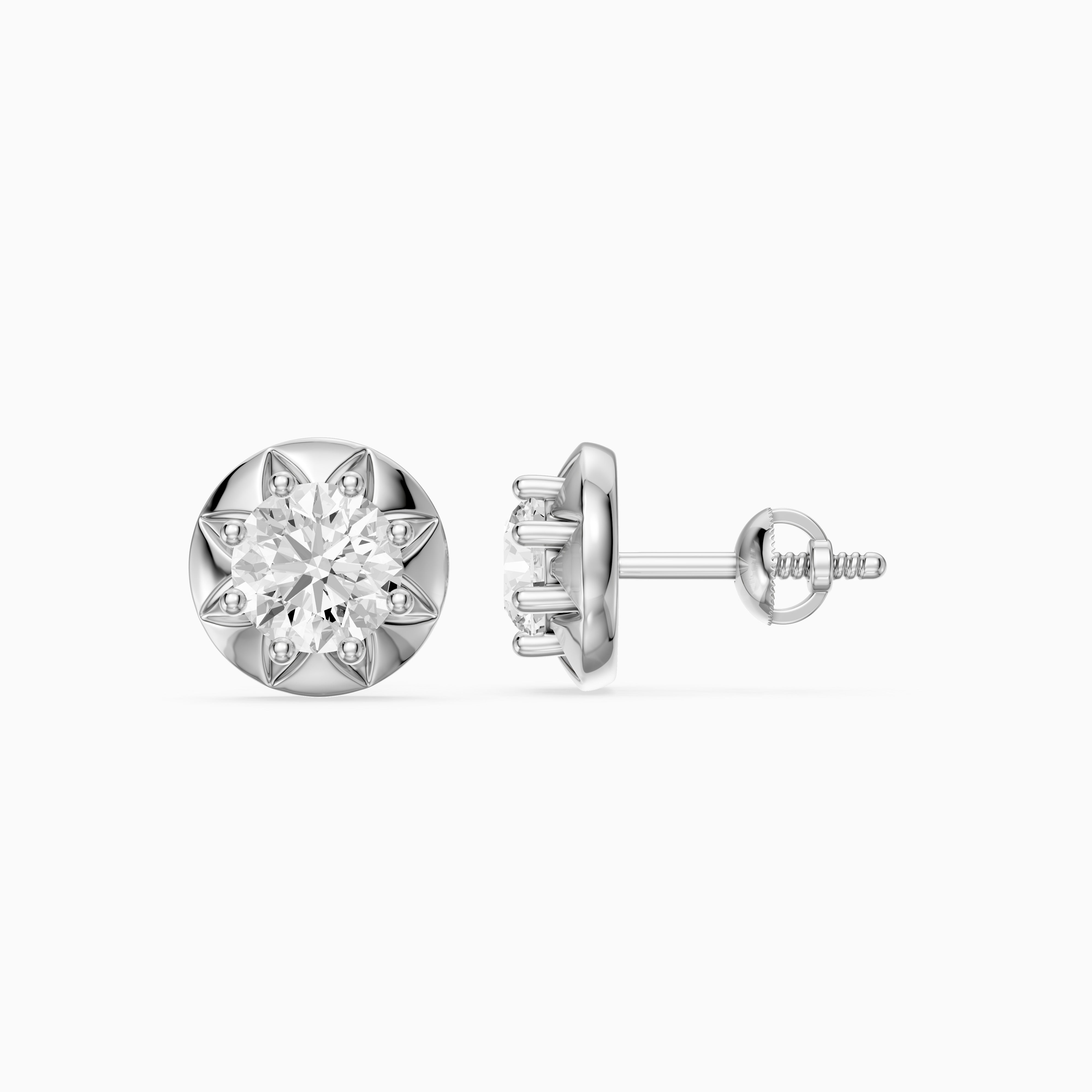 Ysolde Round Cut Lab Grown Diamond Sunburst Stud Earrings