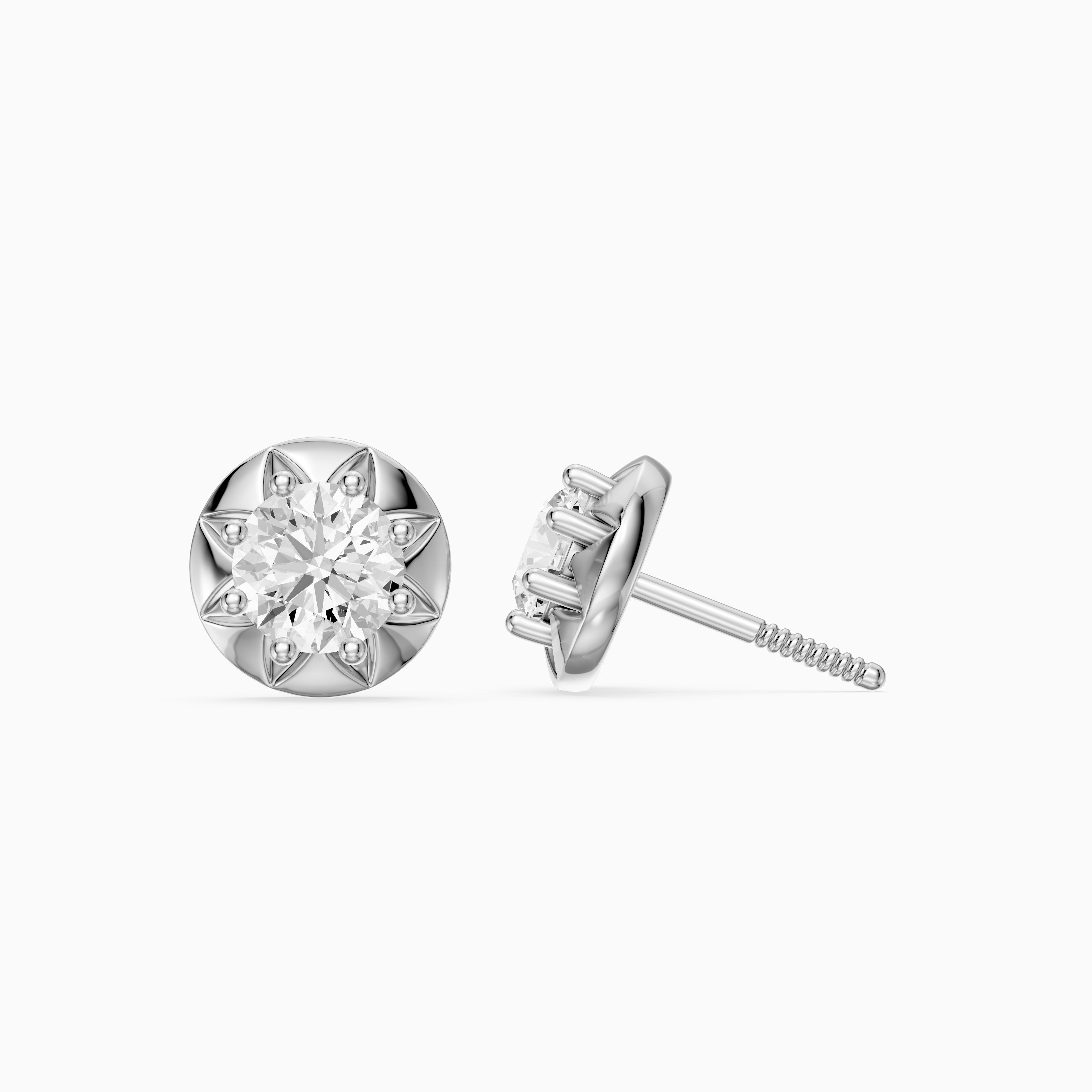 Ysolde Round Cut Lab Grown Diamond Sunburst Stud Earrings