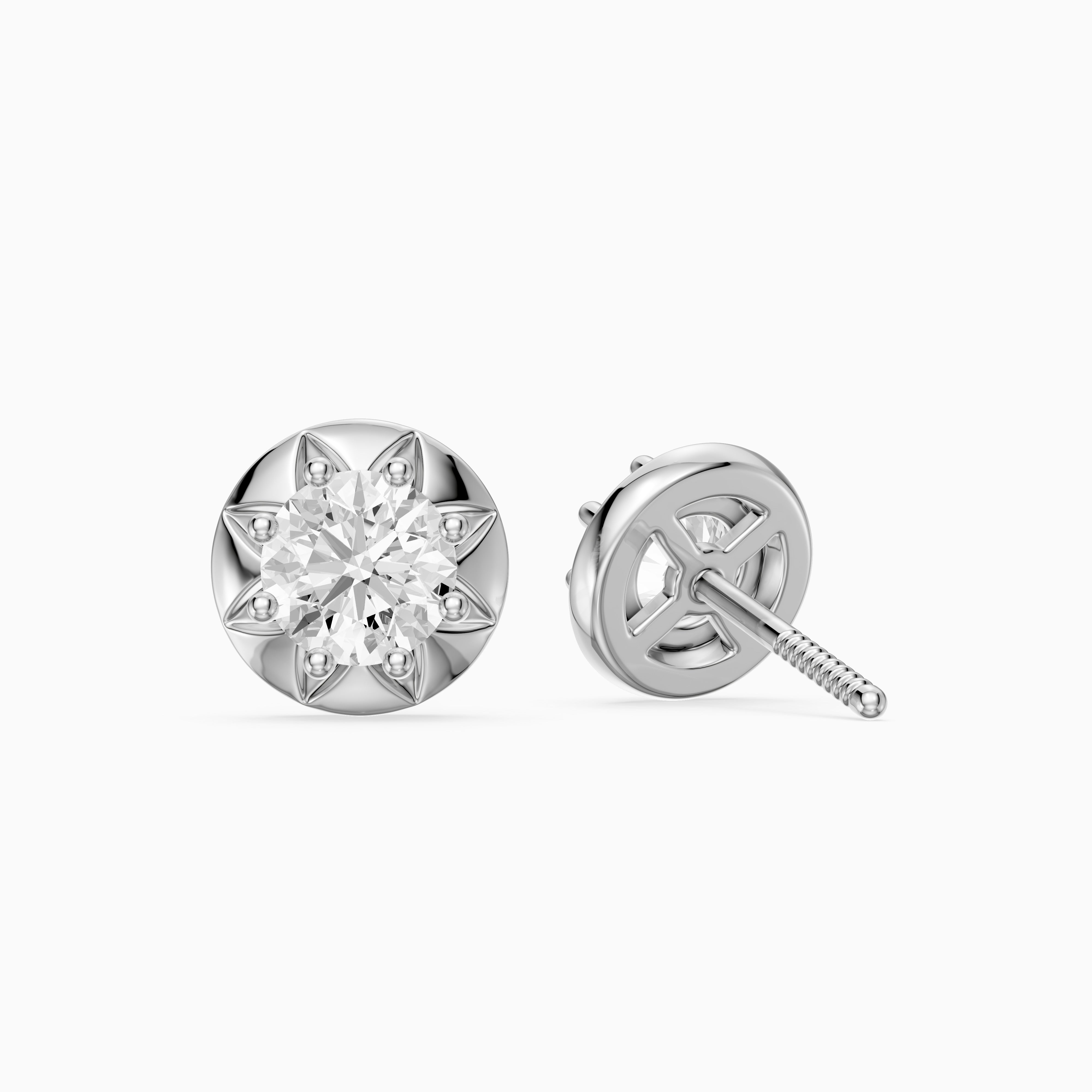 Ysolde Round Cut Lab Grown Diamond Sunburst Stud Earrings