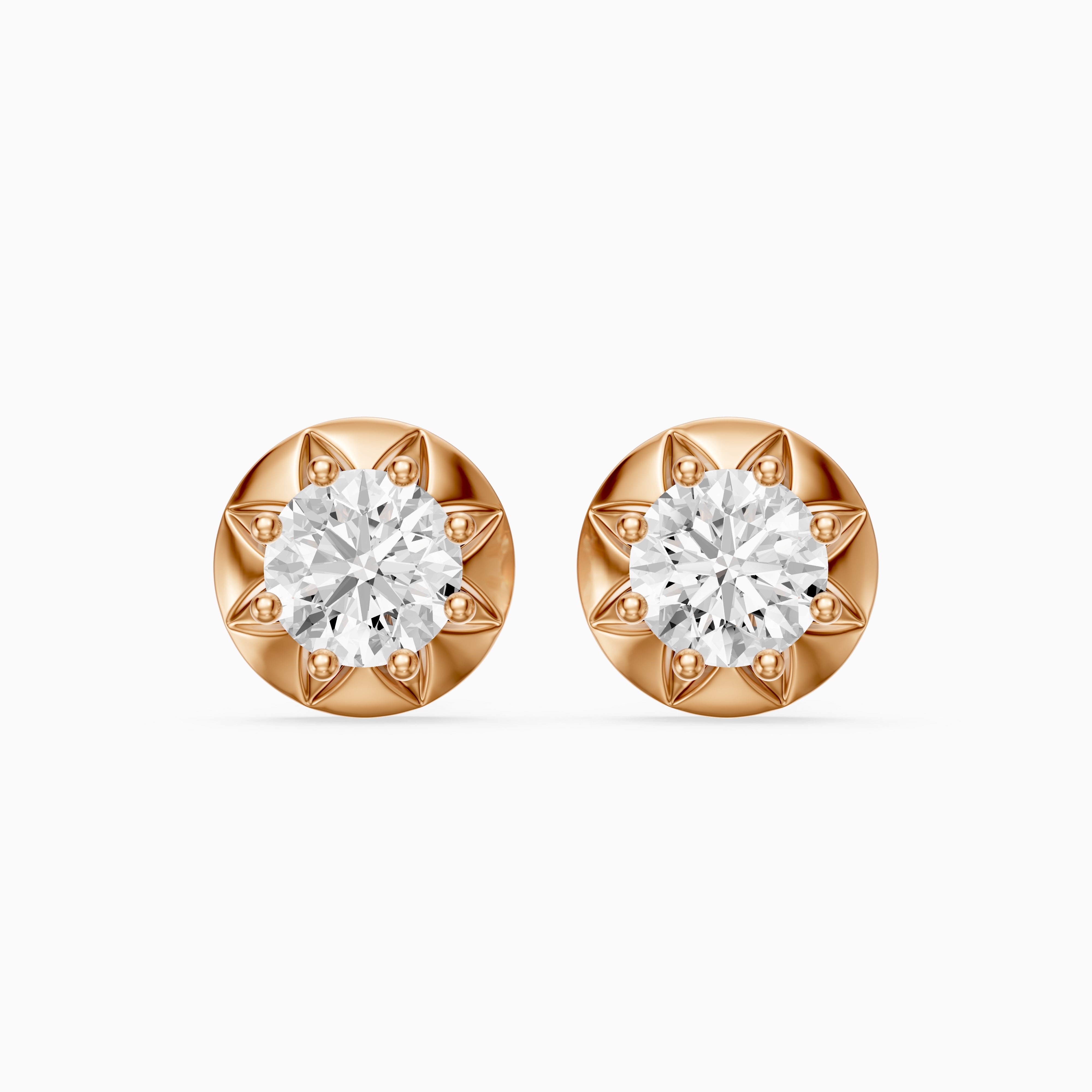 Ysolde Round Cut Lab Grown Diamond Sunburst Stud Earrings