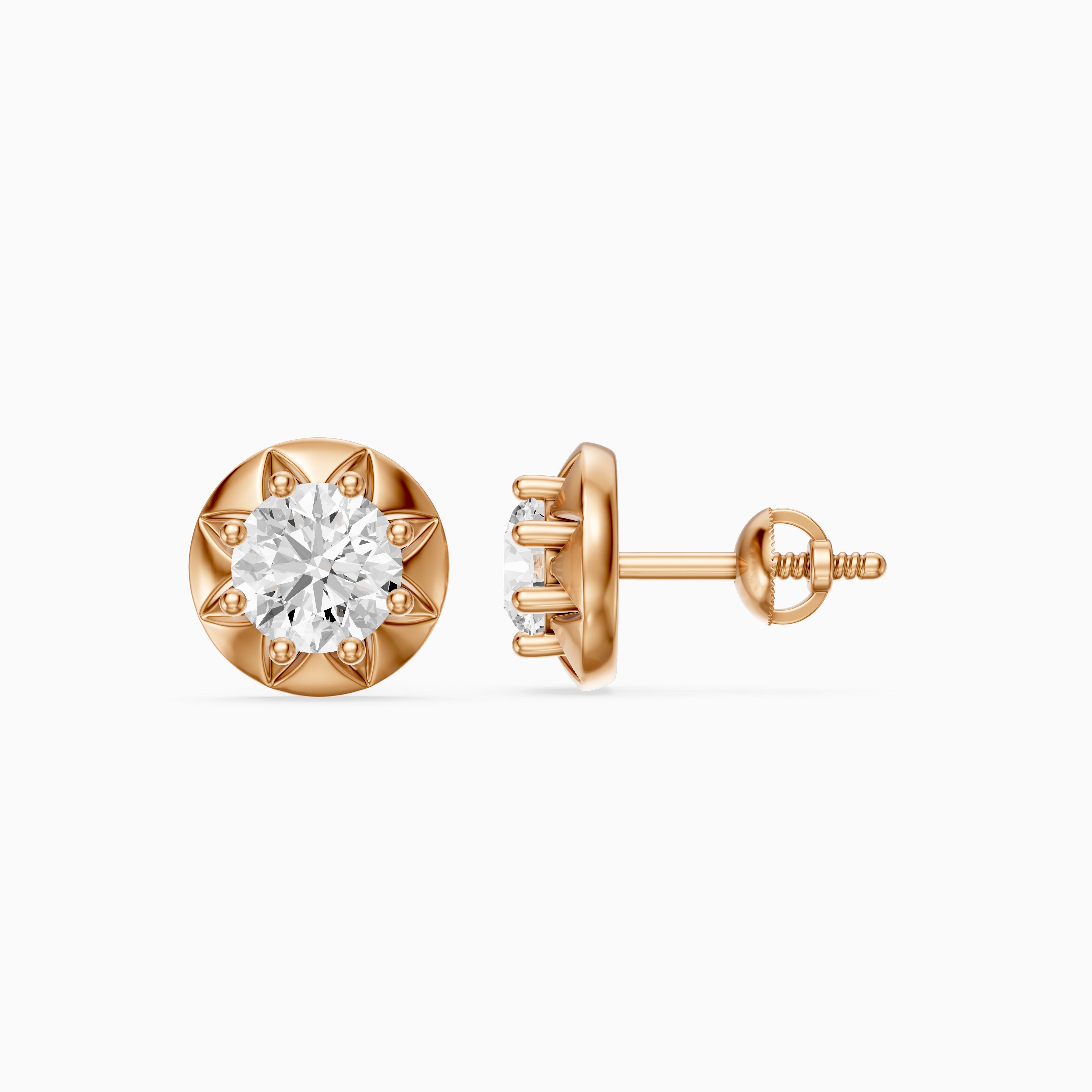 Ysolde Round Cut Lab Grown Diamond Sunburst Stud Earrings