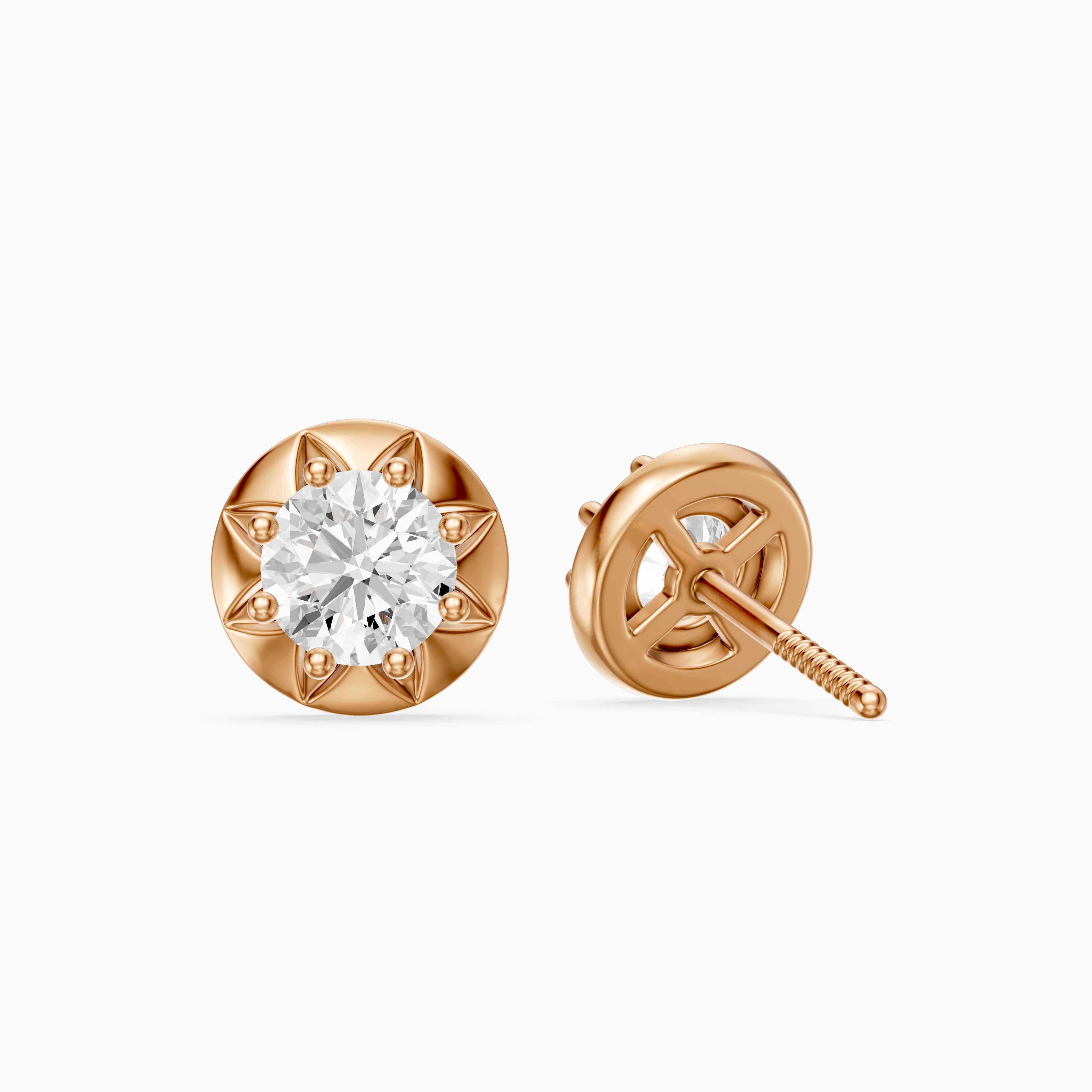 Ysolde Round Cut Lab Grown Diamond Sunburst Stud Earrings