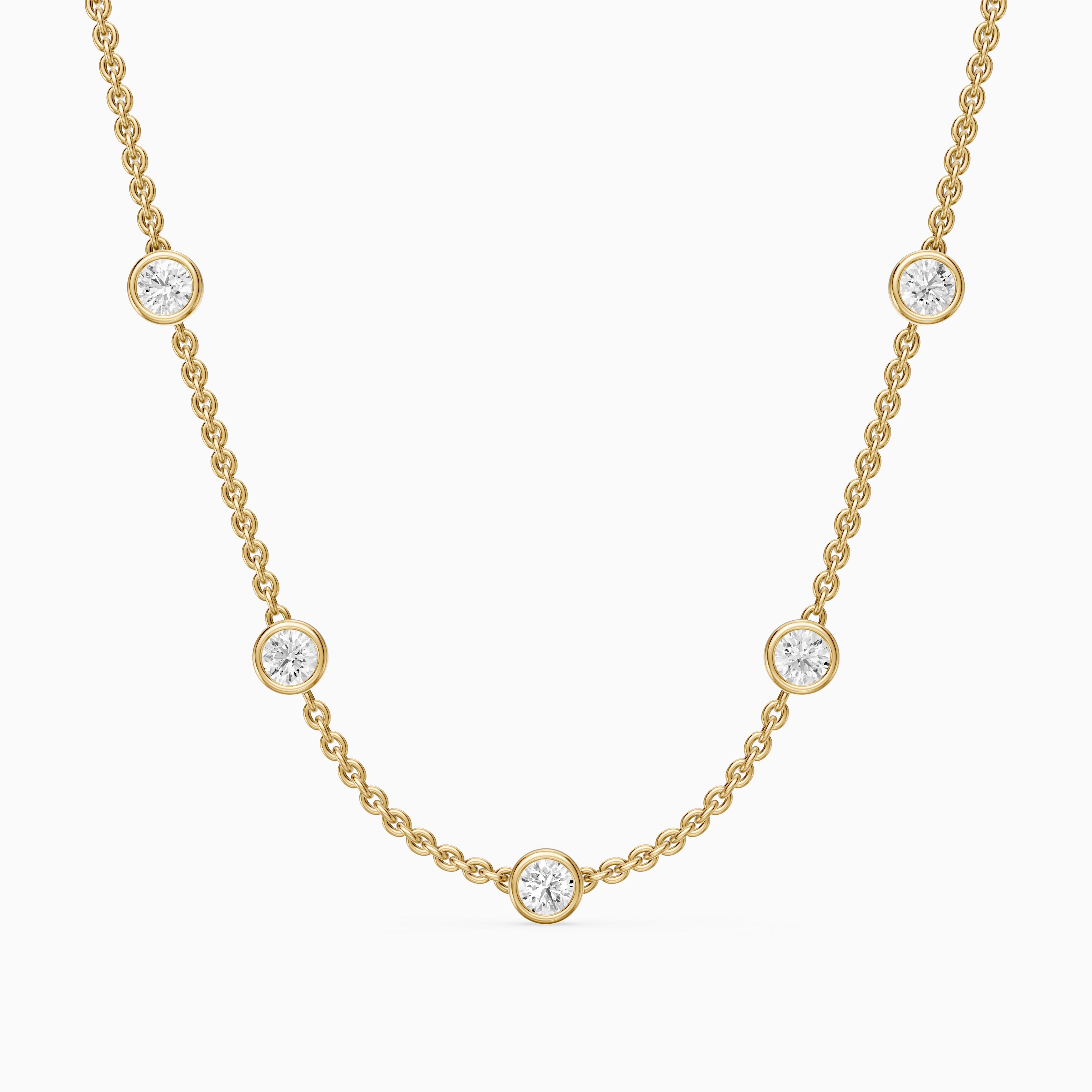 Gemma Round Lab Grown Diamond Bezel Station Chain Necklace