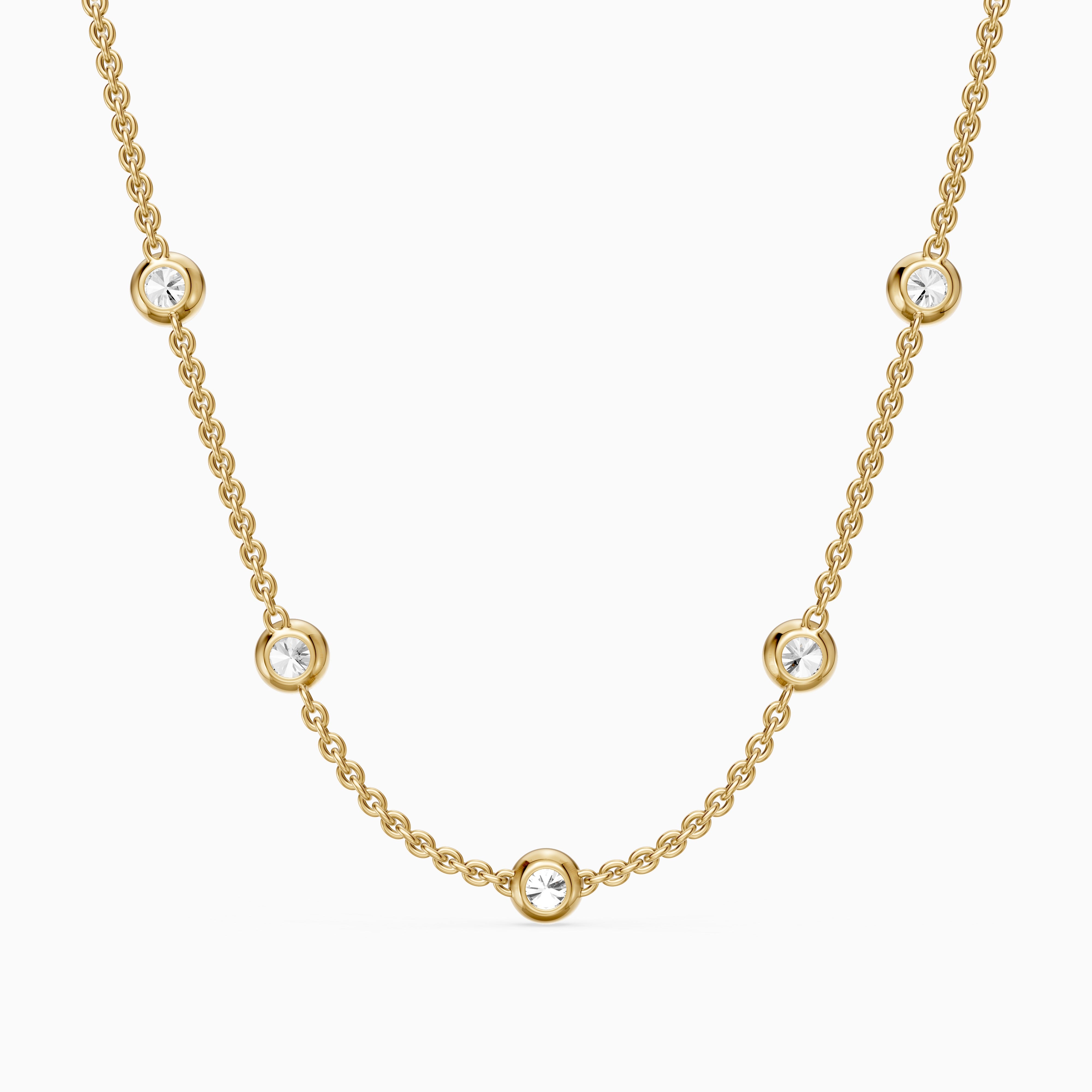 Gemma Round Lab Grown Diamond Bezel Station Chain Necklace