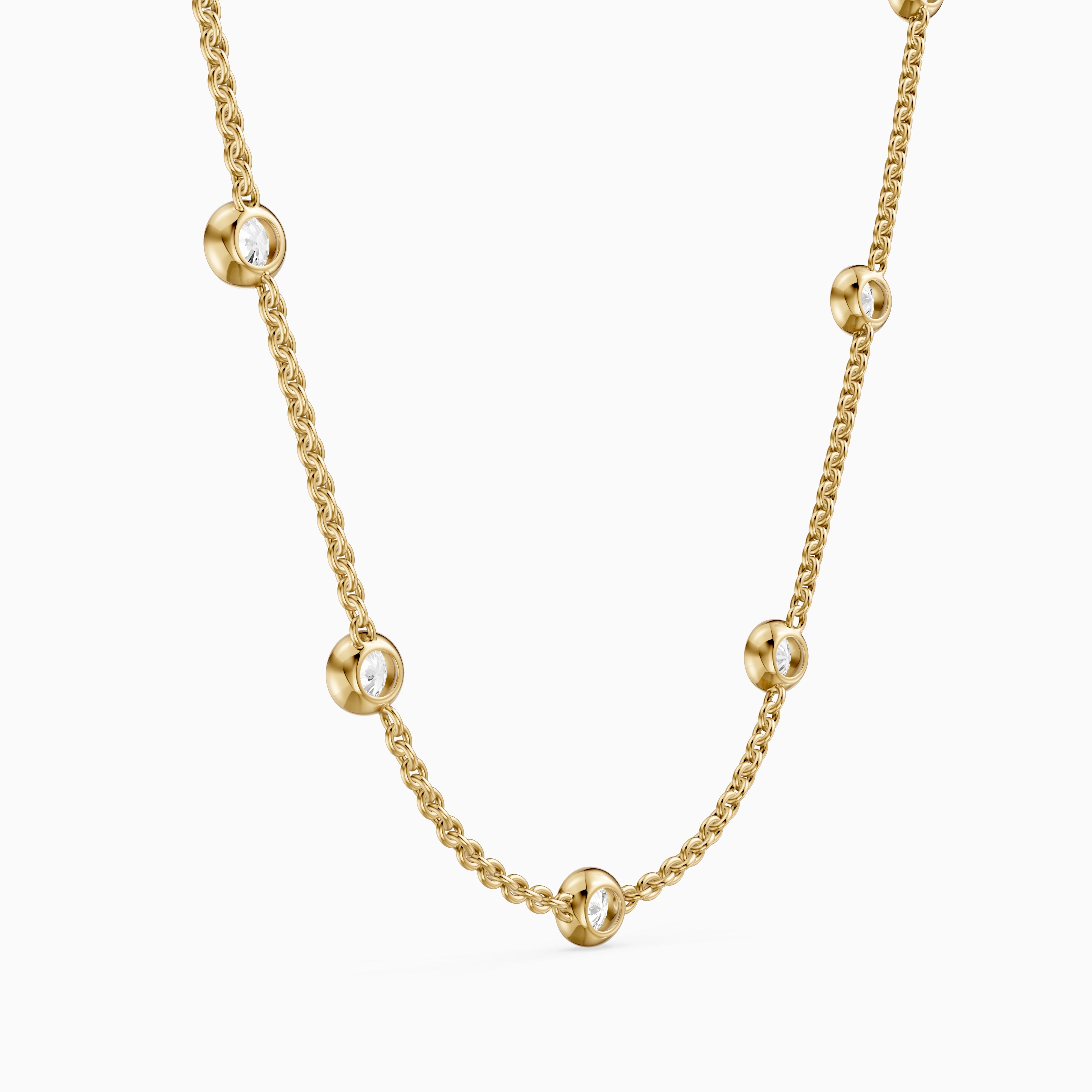 Gemma Round Lab Grown Diamond Bezel Station Chain Necklace