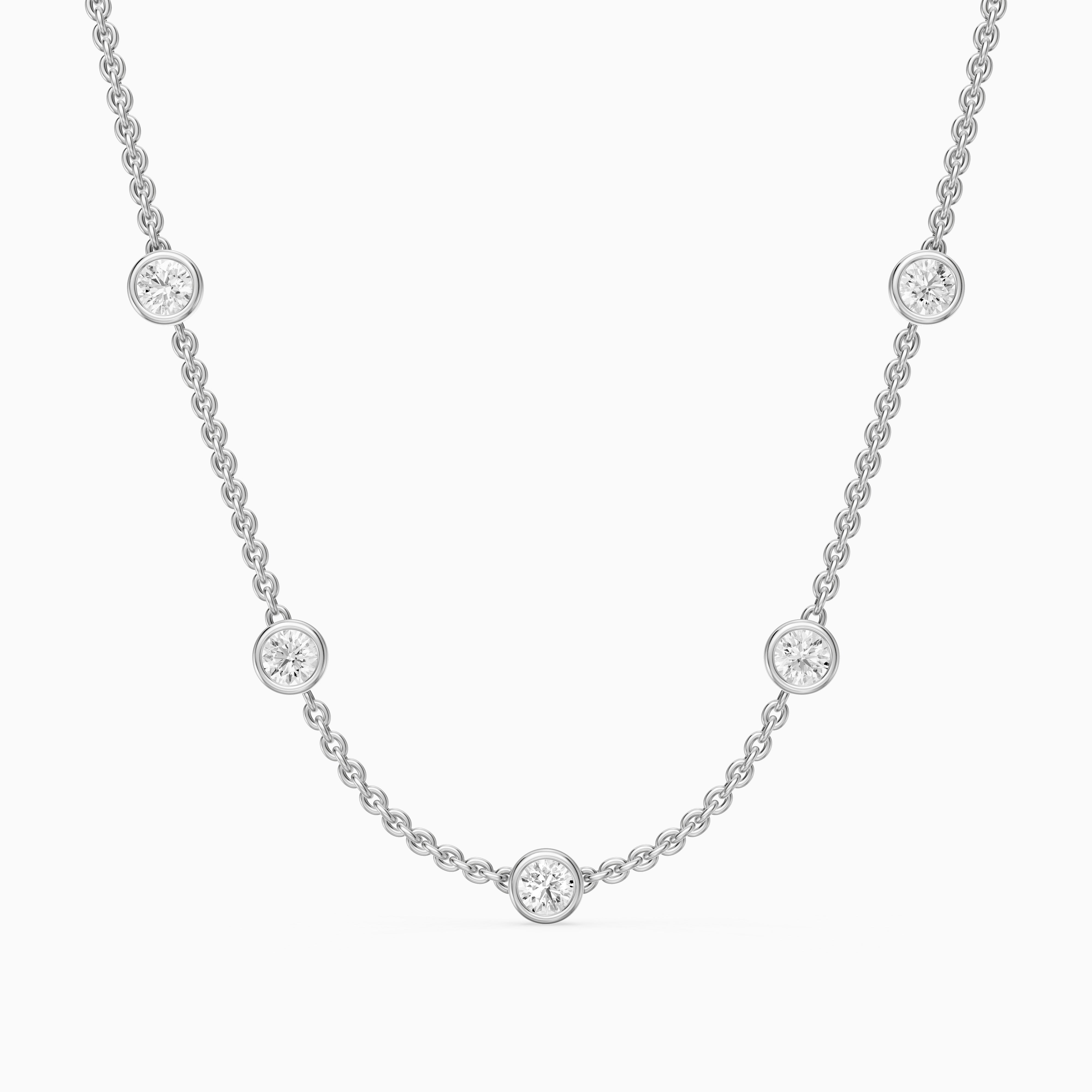 Gemma Round Lab Grown Diamond Bezel Station Chain Necklace