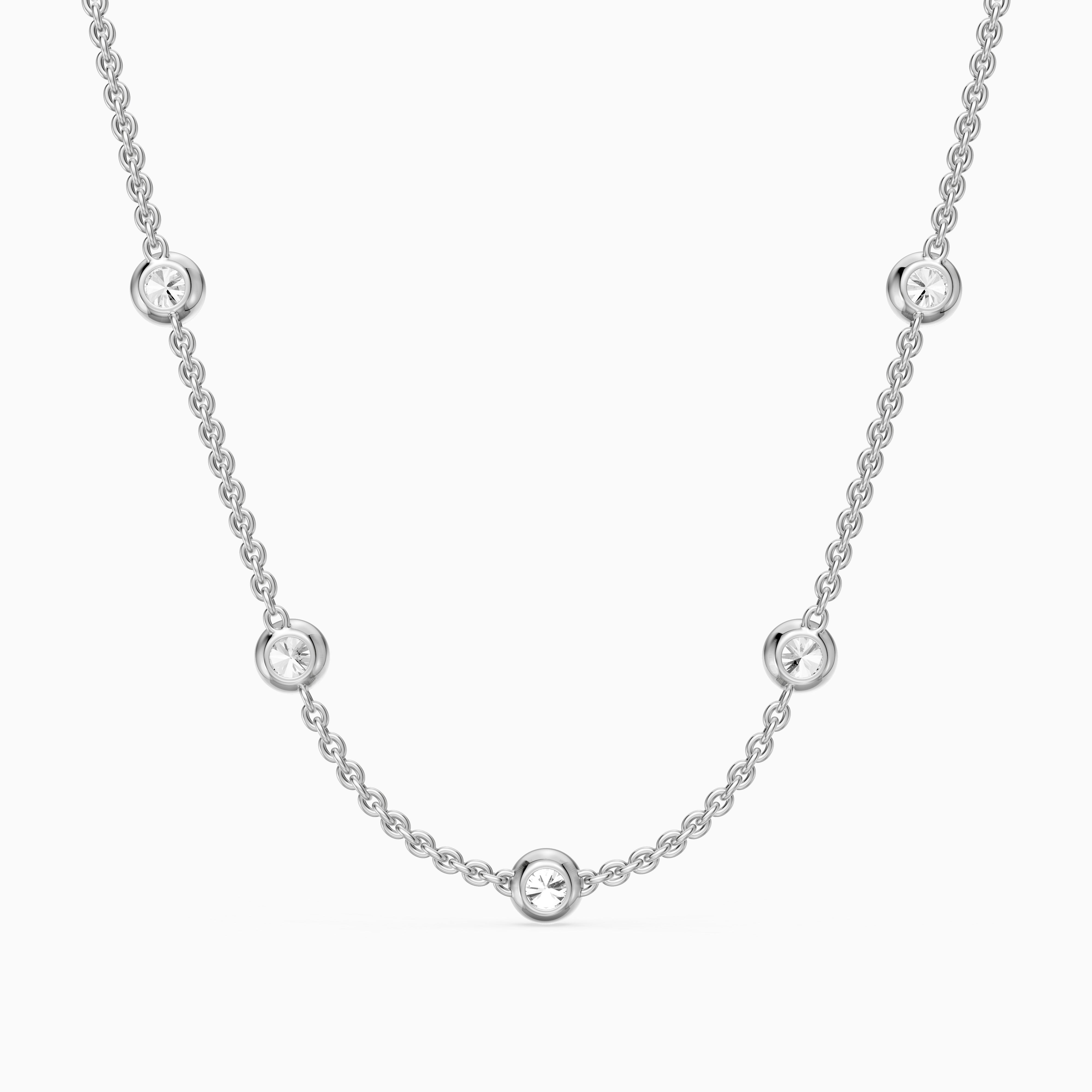 Gemma Round Lab Grown Diamond Bezel Station Chain Necklace