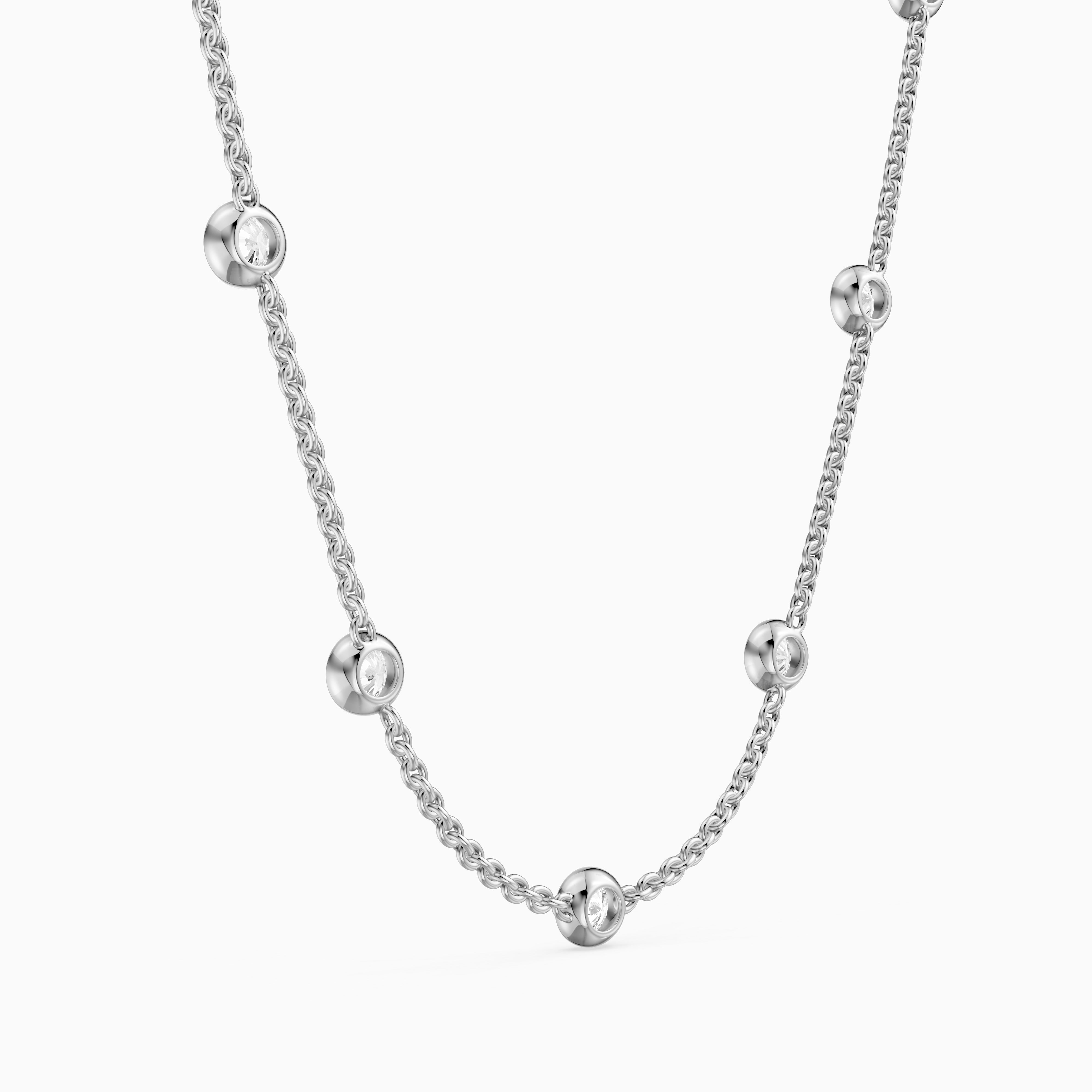 Gemma Round Lab Grown Diamond Bezel Station Chain Necklace
