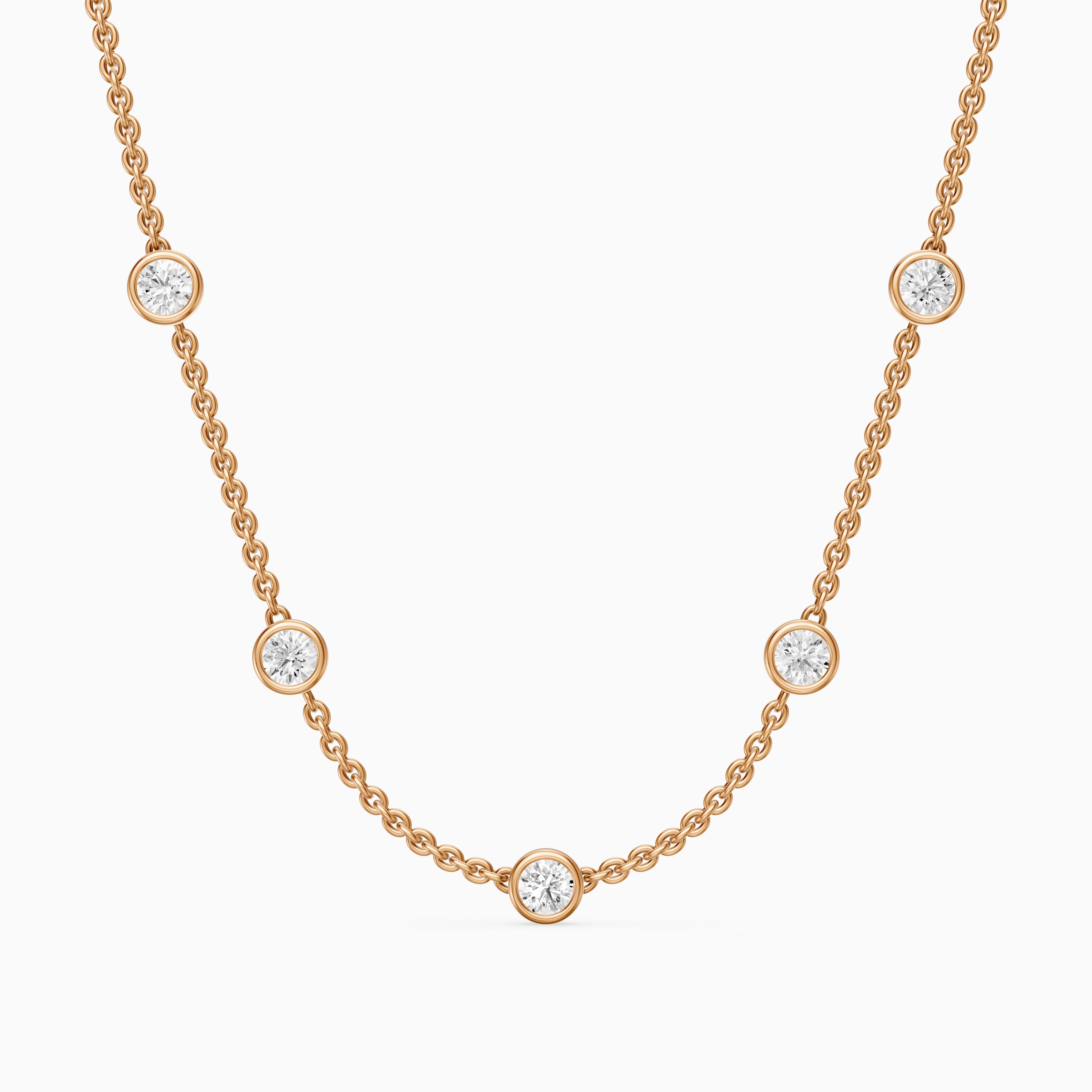 Gemma Round Lab Grown Diamond Bezel Station Chain Necklace