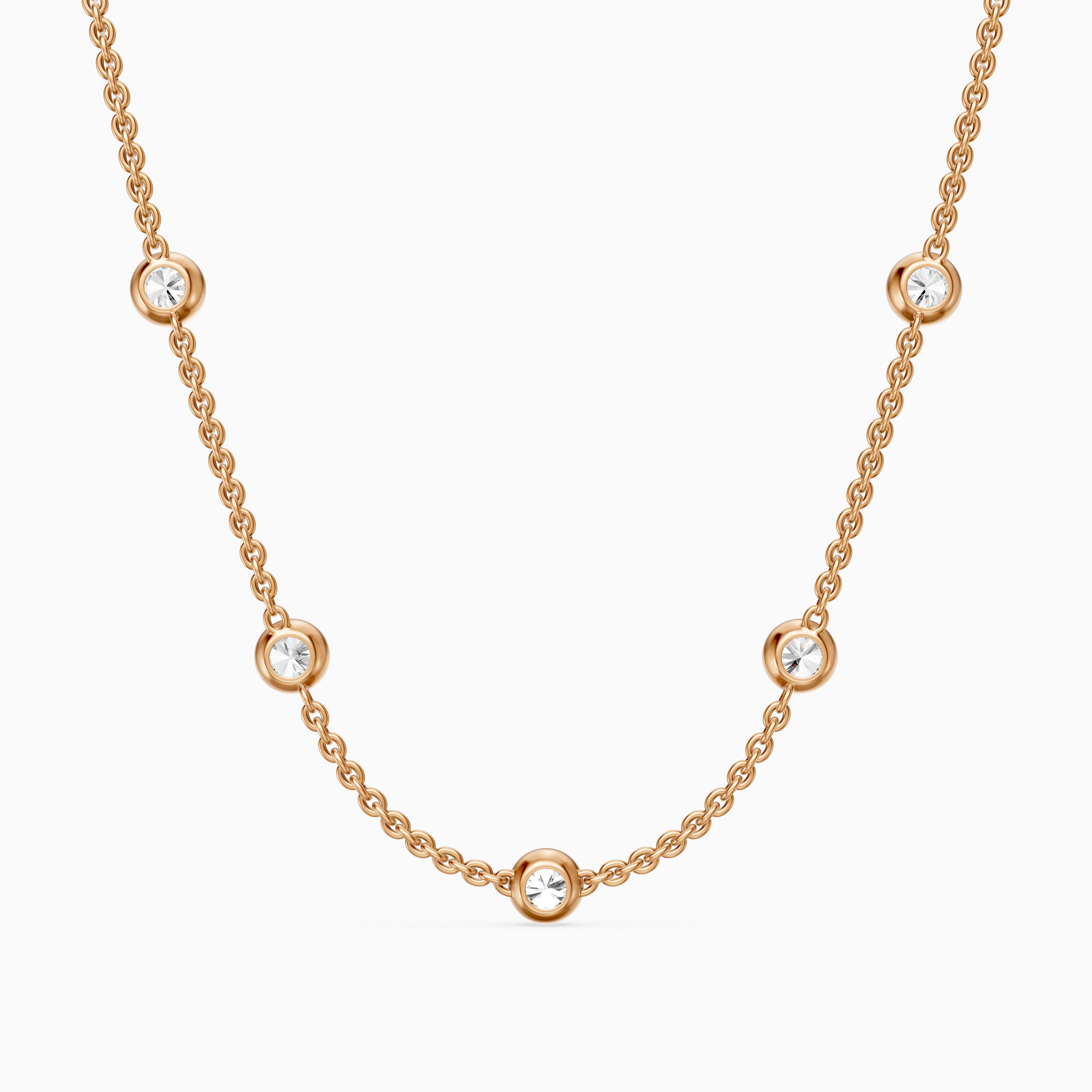 Gemma Round Lab Grown Diamond Bezel Station Chain Necklace