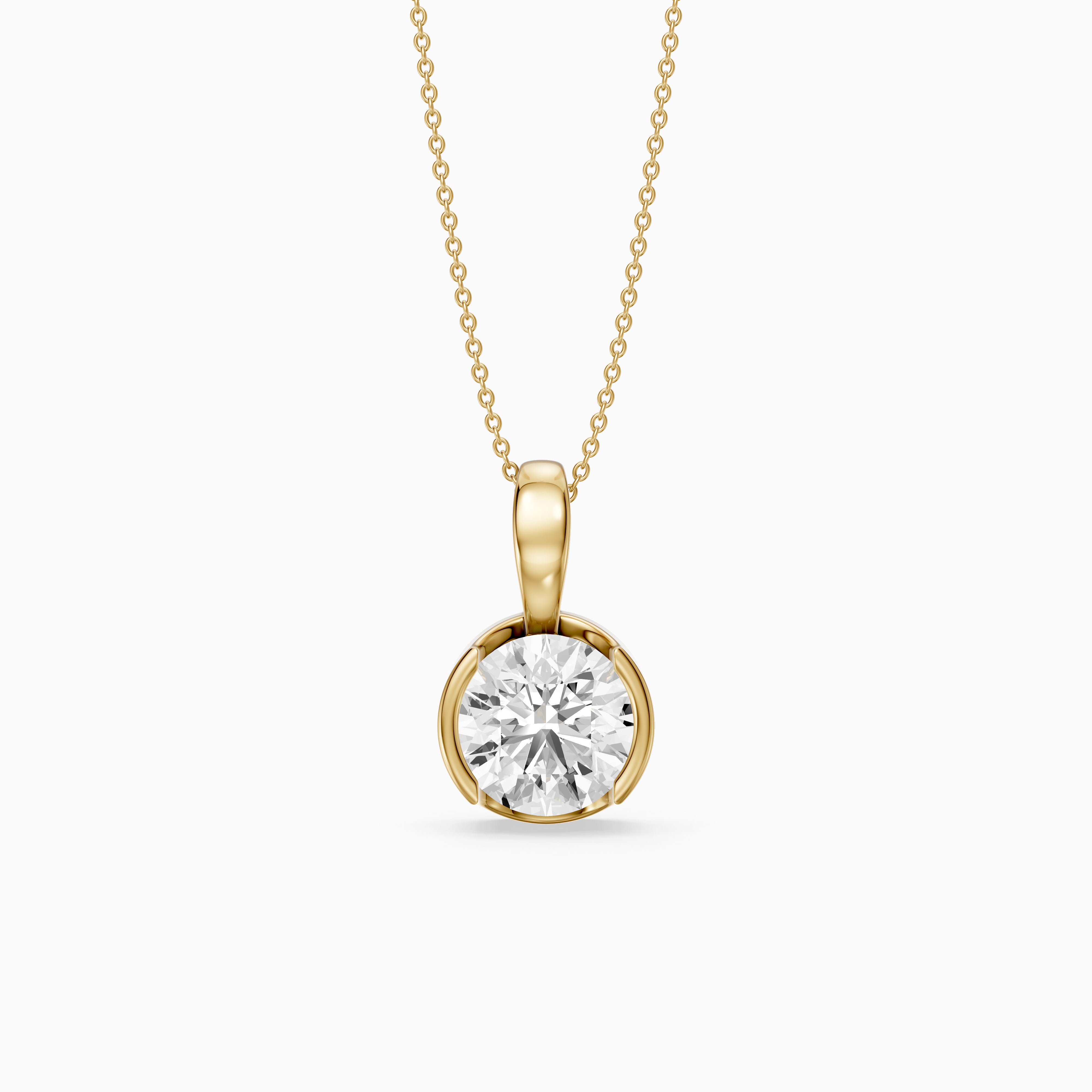Morgan Round Lab Grown Diamond Half Bezel Solitaire Pendant