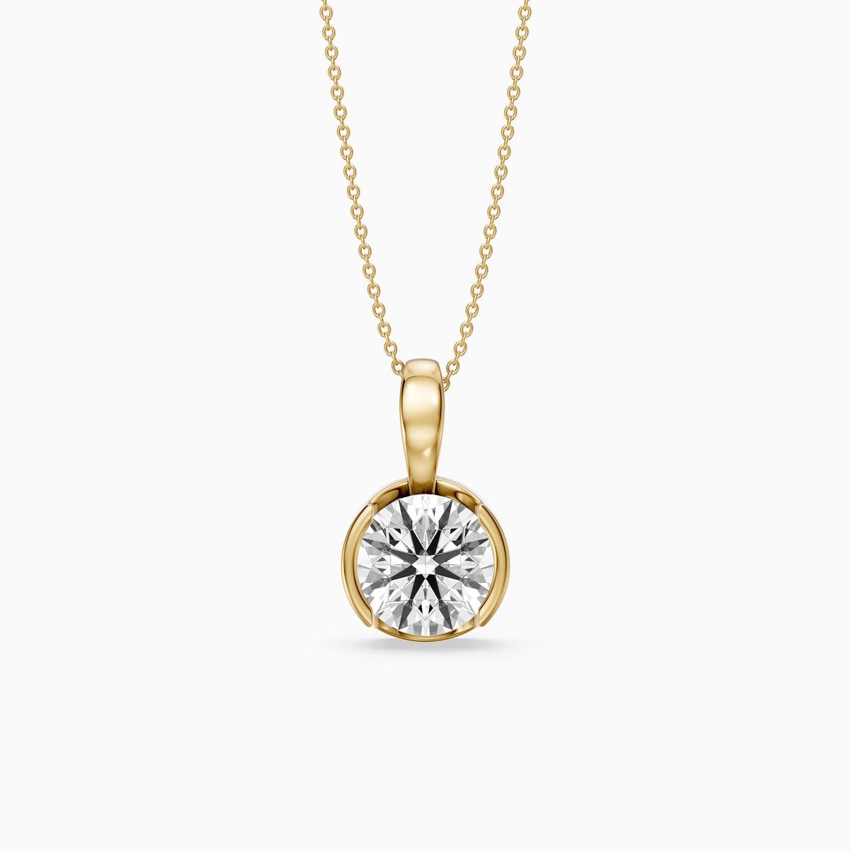 Morgan Round Lab Grown Diamond Half Bezel Solitaire Pendant