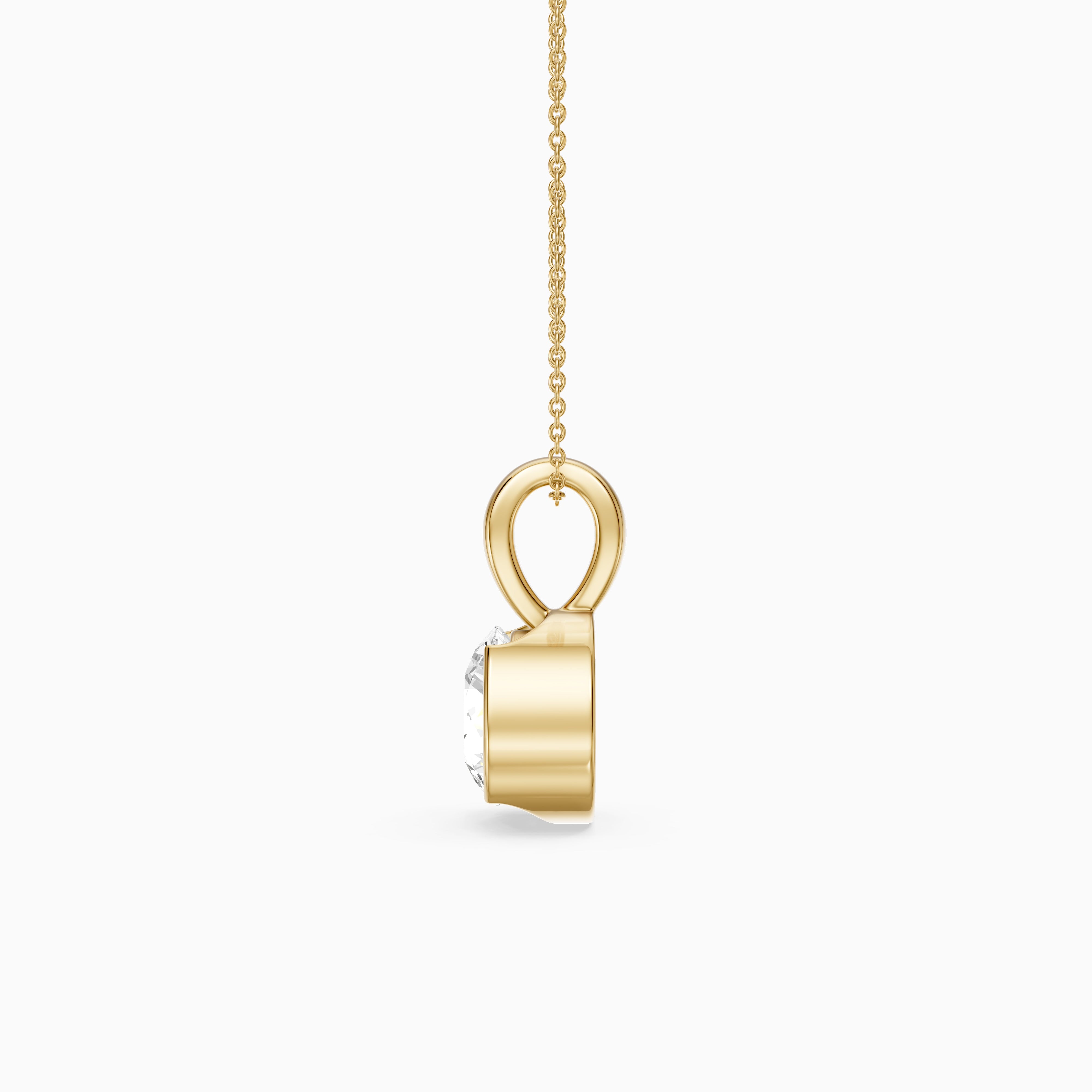 Morgan Round Lab Grown Diamond Half Bezel Solitaire Pendant