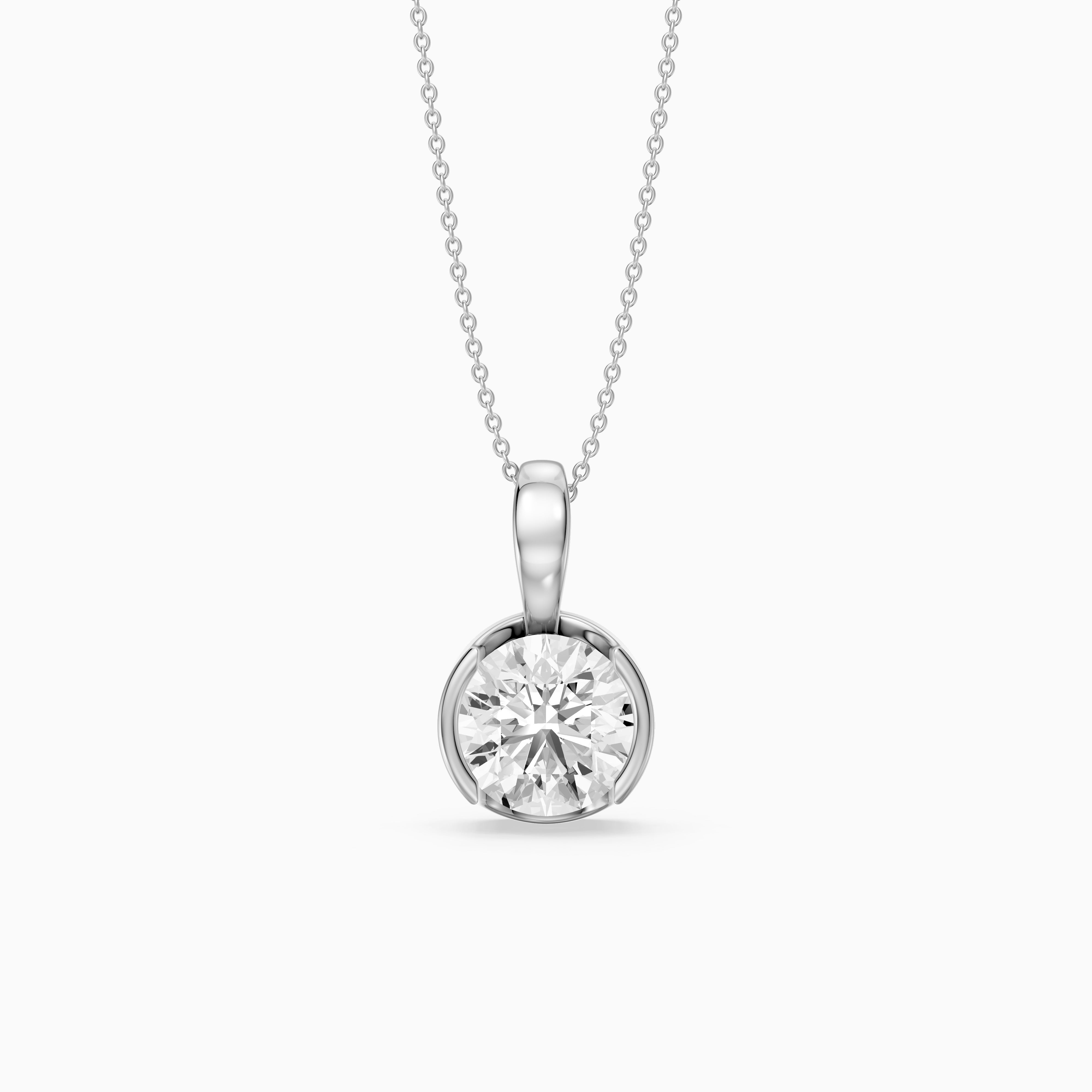 Morgan Round Lab Grown Diamond Half Bezel Solitaire Pendant