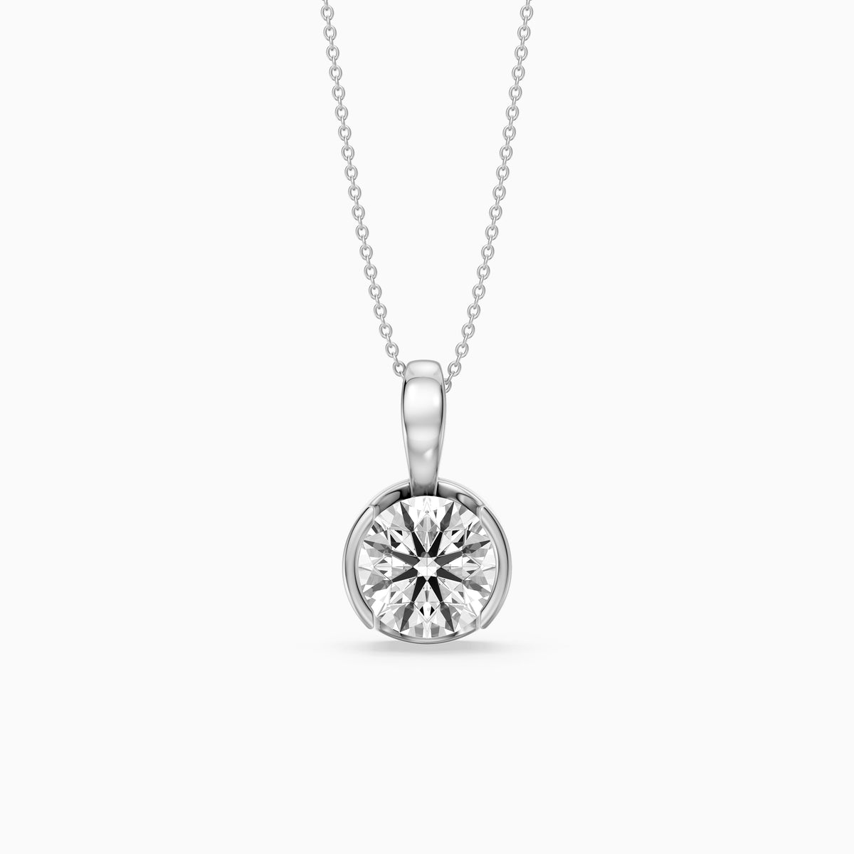 Morgan Round Lab Grown Diamond Half Bezel Solitaire Pendant