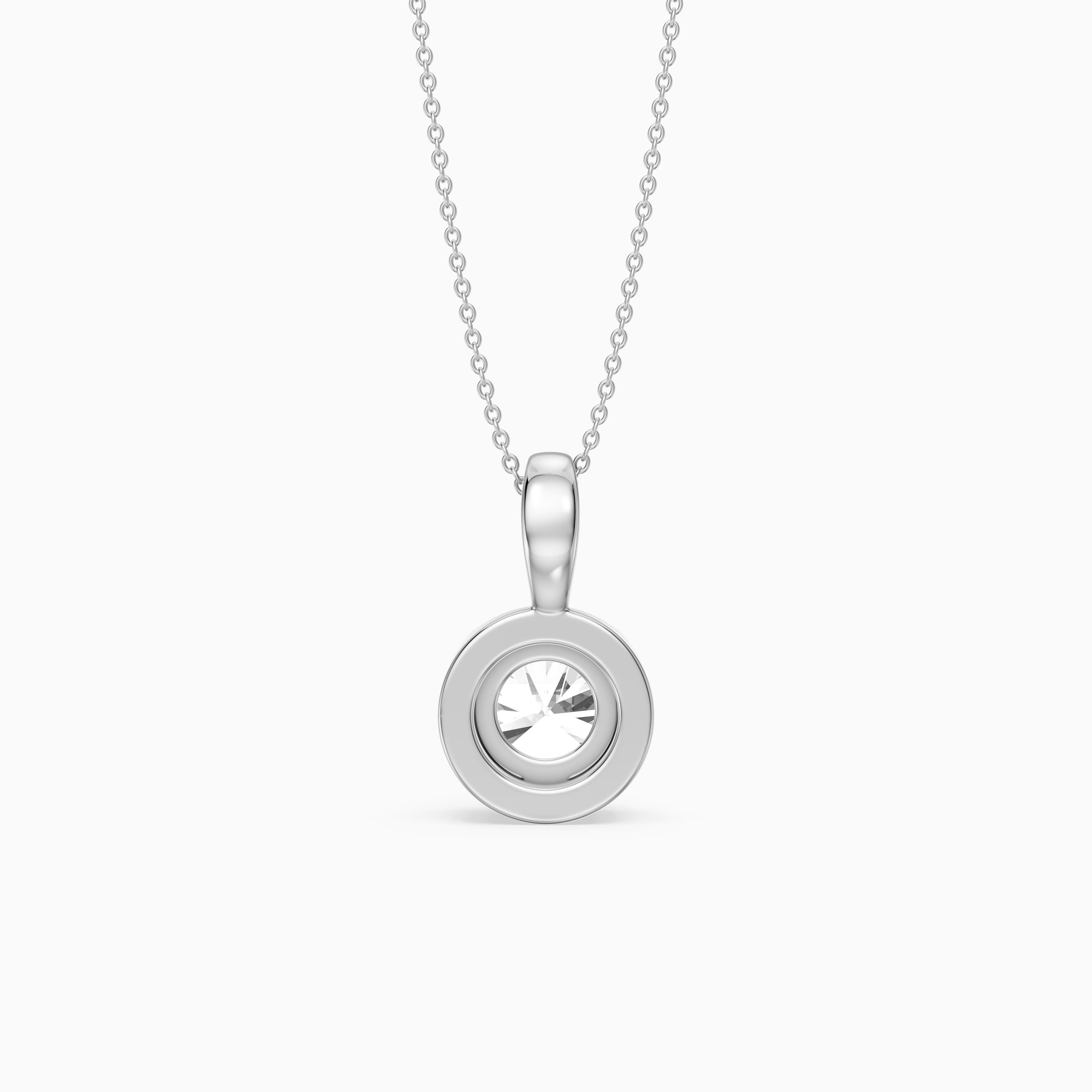 Morgan Round Lab Grown Diamond Half Bezel Solitaire Pendant