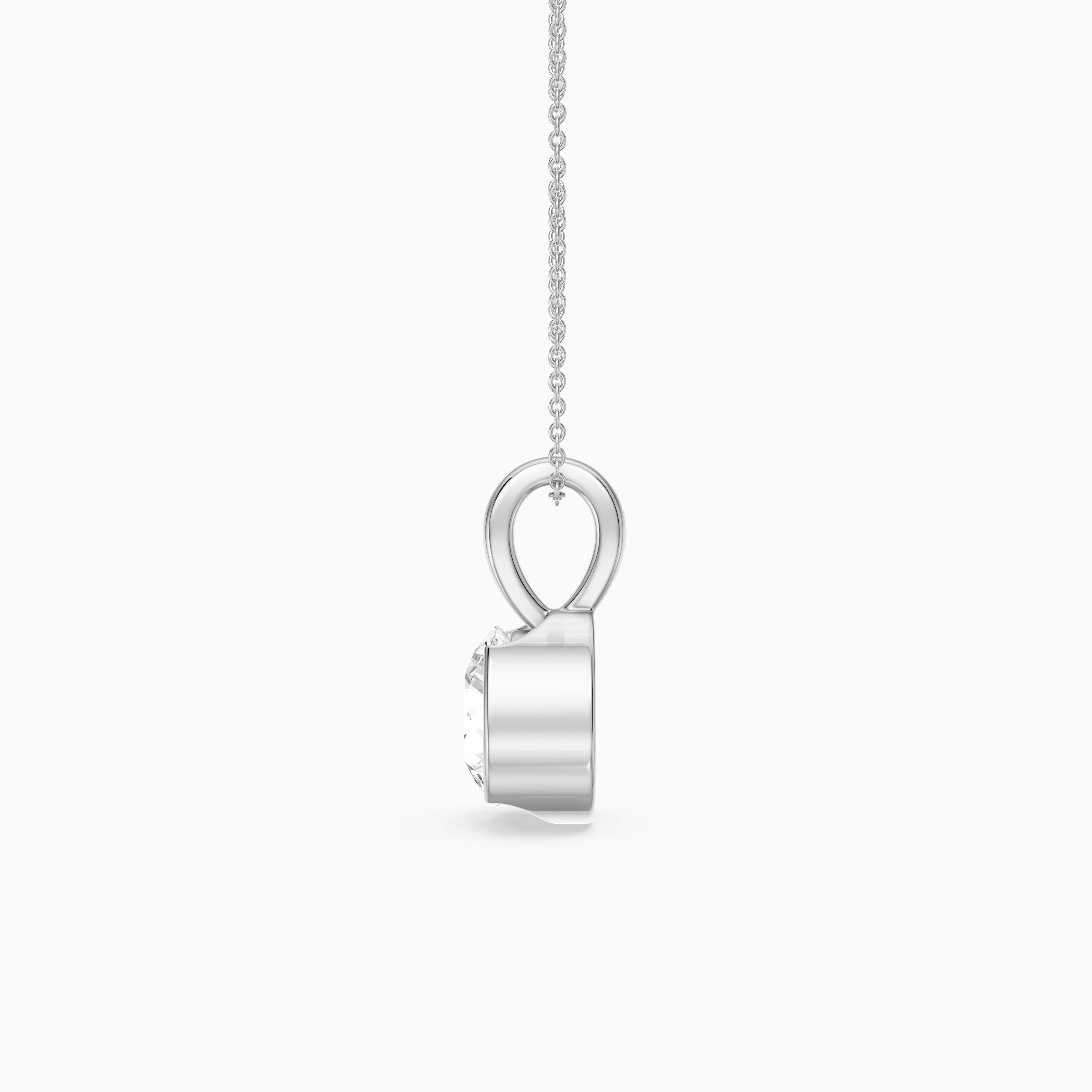 Morgan Round Lab Grown Diamond Half Bezel Solitaire Pendant