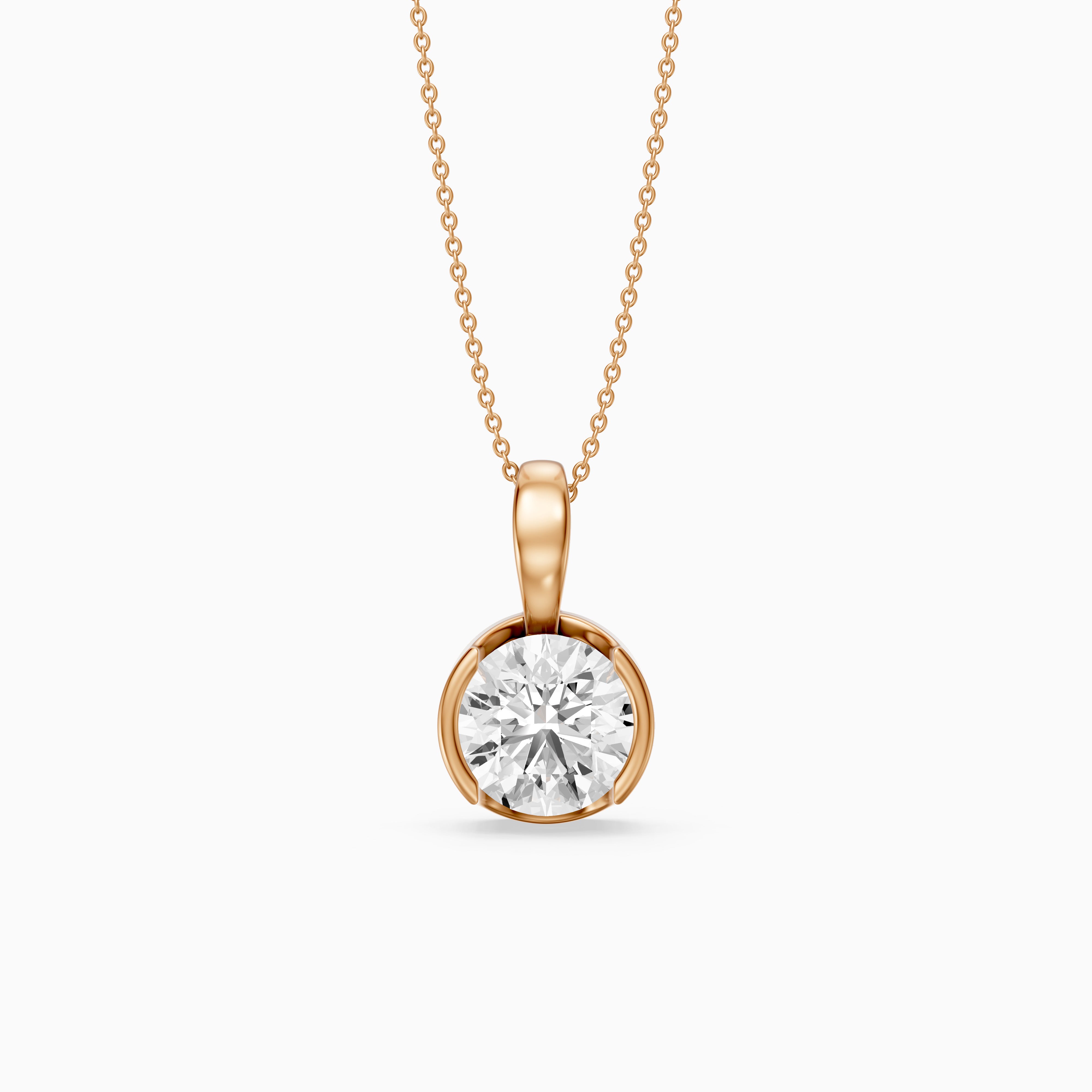 Morgan Round Lab Grown Diamond Half Bezel Solitaire Pendant