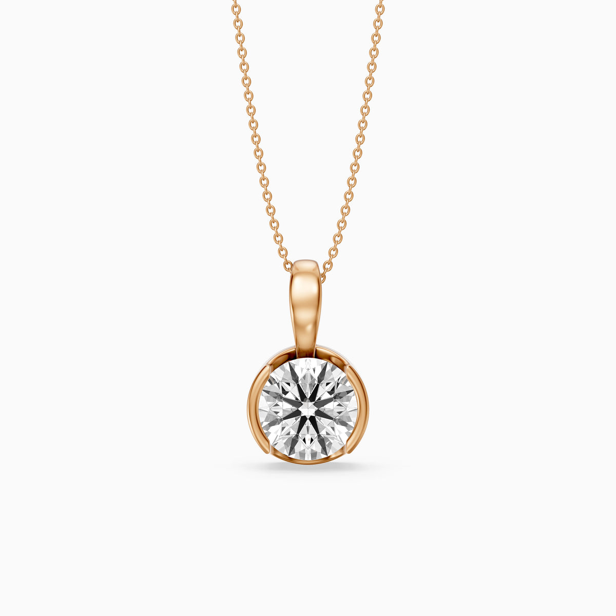 Morgan Round Lab Grown Diamond Half Bezel Solitaire Pendant