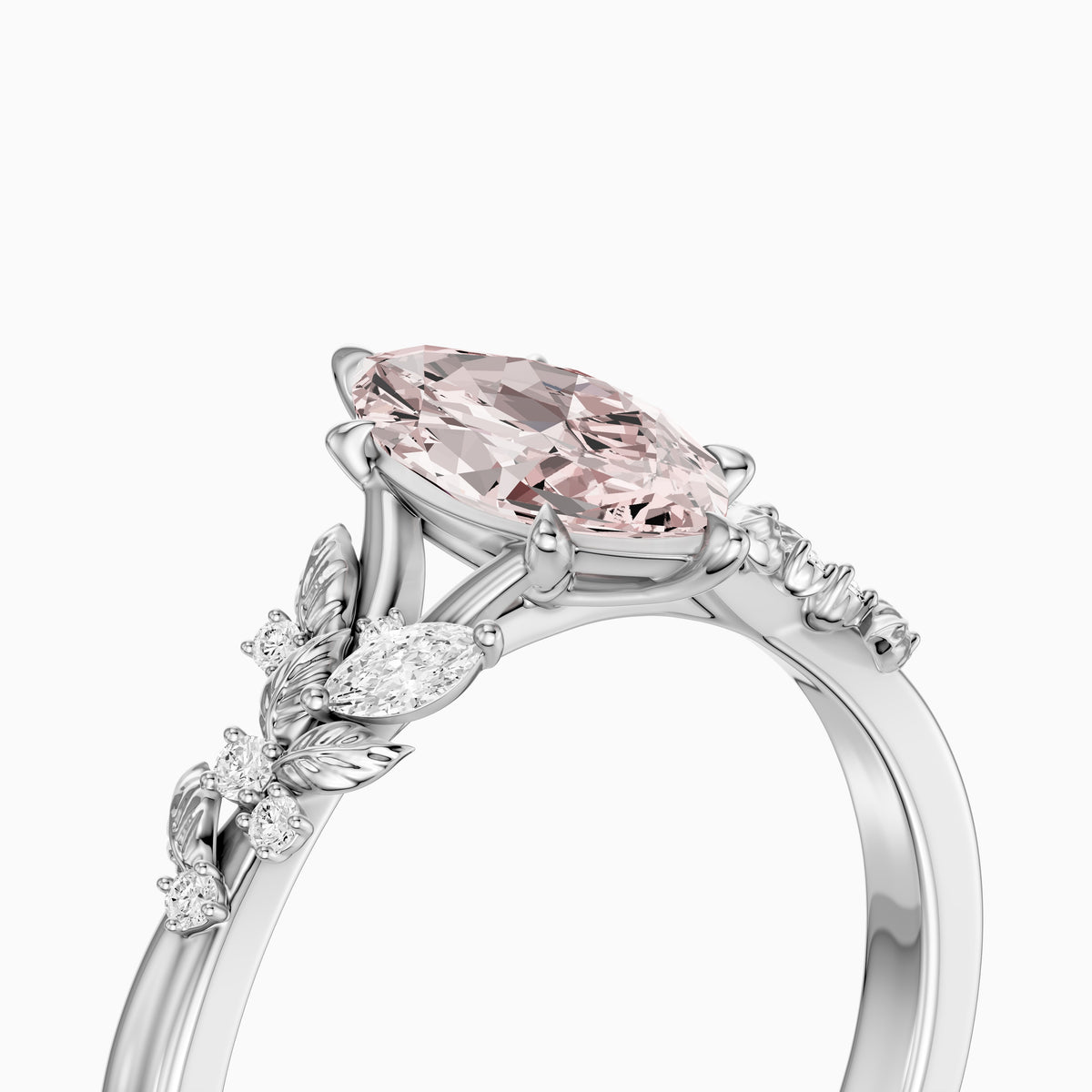 Beatrix Nature Inspired Marquise Pink Lab Grown Diamond Flower Ring