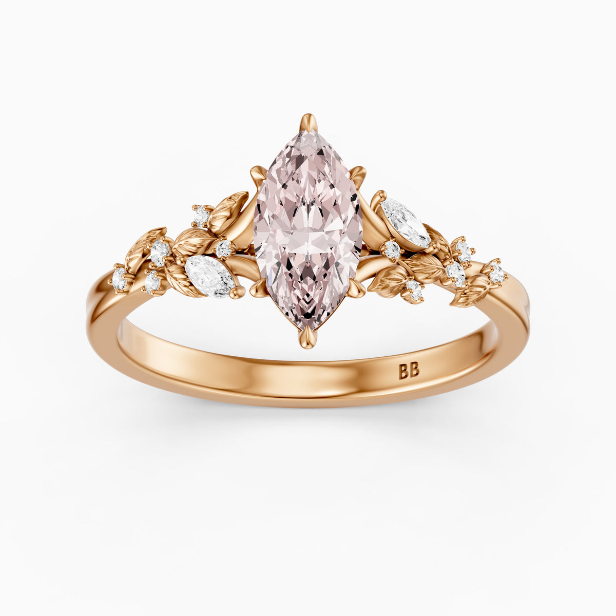 Beatrix Nature Inspired Marquise Pink Lab Grown Diamond Flower Ring