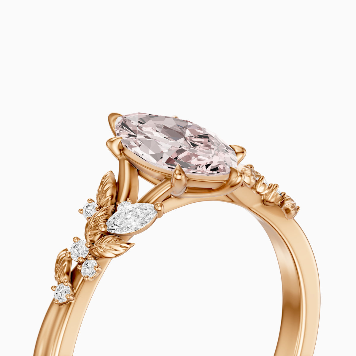 Beatrix Nature Inspired Marquise Pink Lab Grown Diamond Flower Ring