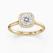 Emberly Cushion Cut Halo Cathedral Style Lab Grown Diamond Ring