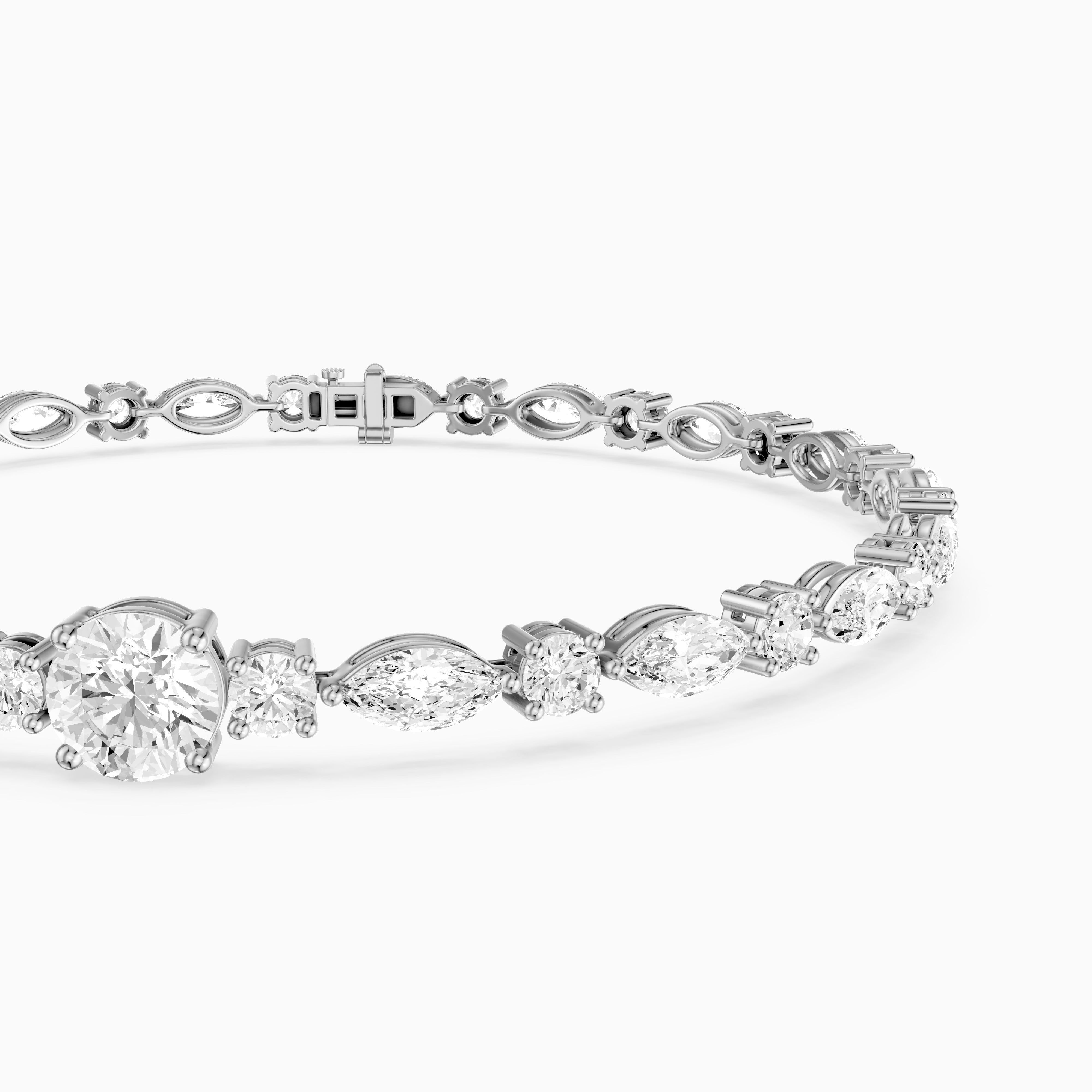Kylee Round and Marquise Lab Grown Diamond Tennis Bracelet