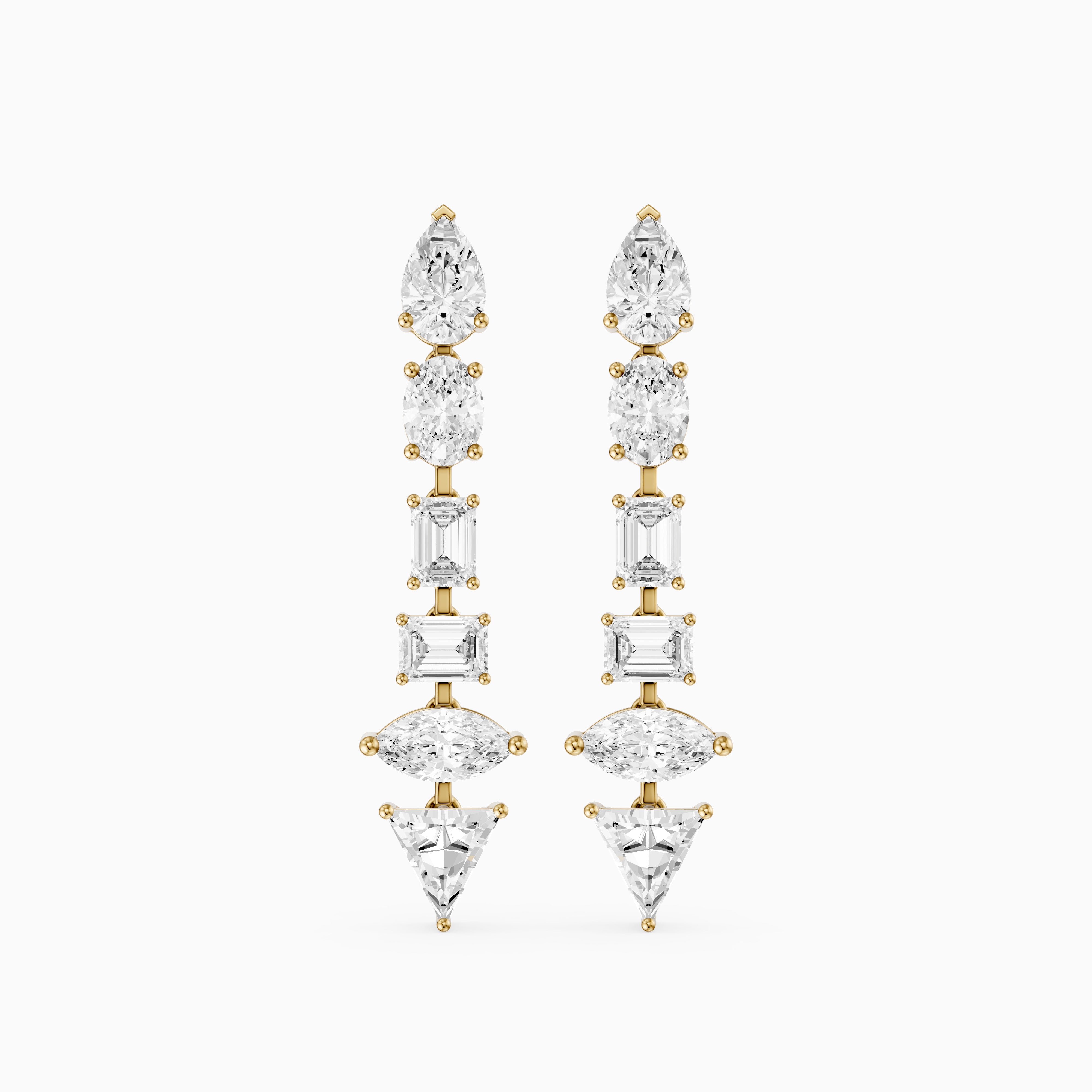 Dorian Multi Shape Lab Grown Diamond Linear Drop Earrings