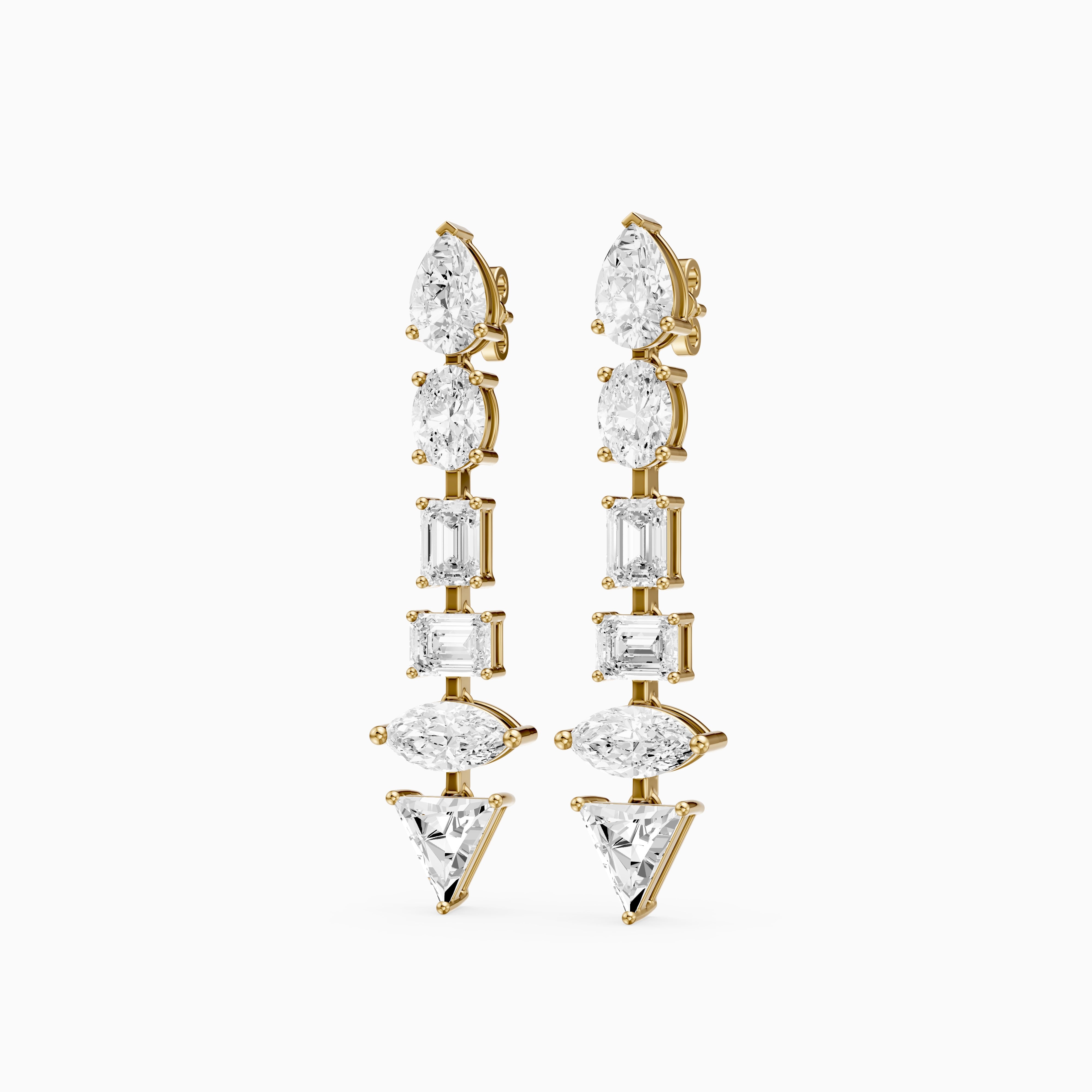 Dorian Multi Shape Lab Grown Diamond Linear Drop Earrings