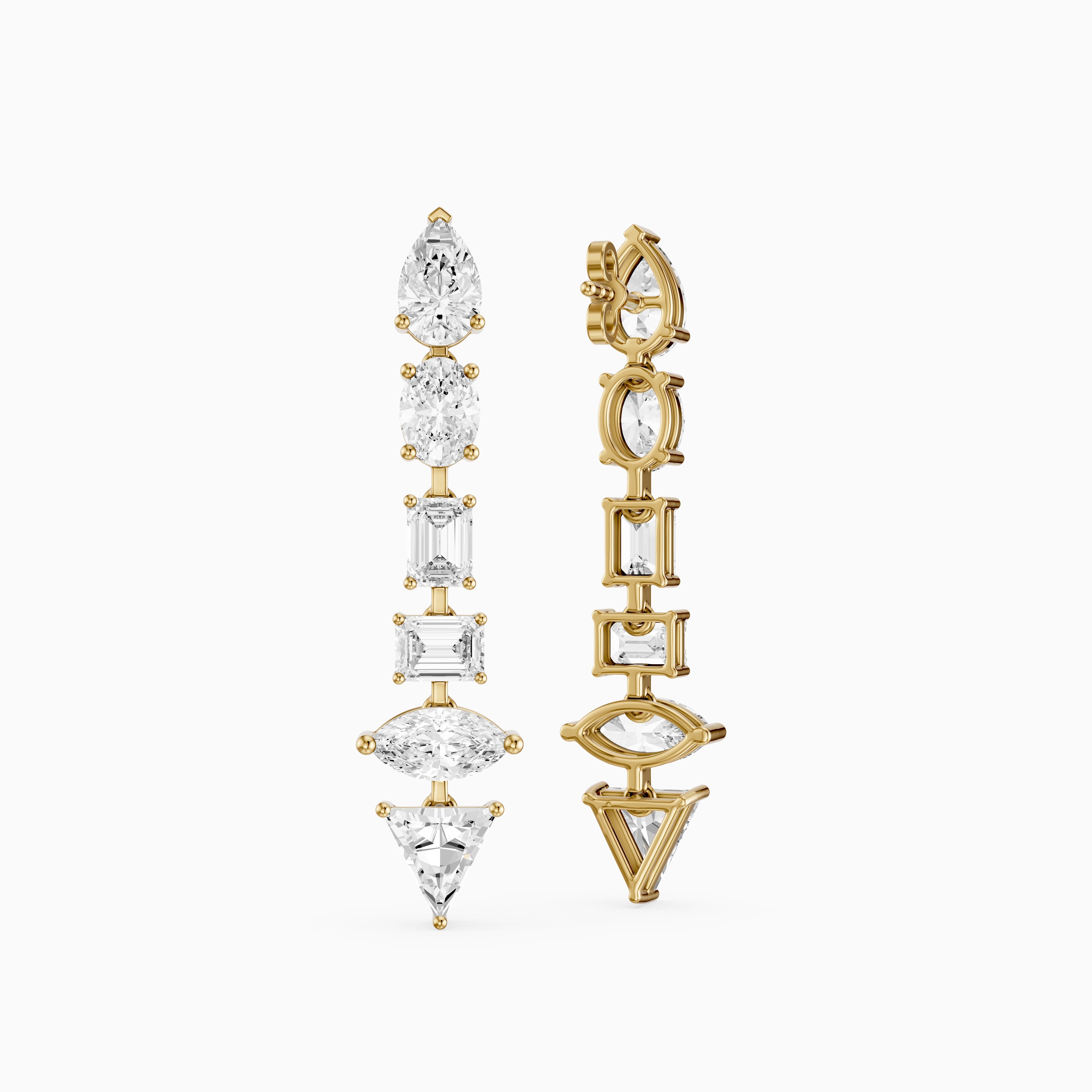 Dorian Multi Shape Lab Grown Diamond Linear Drop Earrings